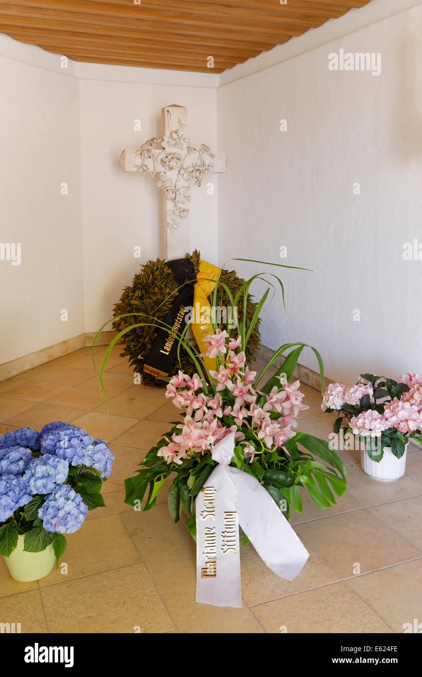 Strauß-crypt, tomba di Marianne e Franz Josef Strauß, Rott am Inn, Alta Baviera, Baviera, Germania Foto Stock