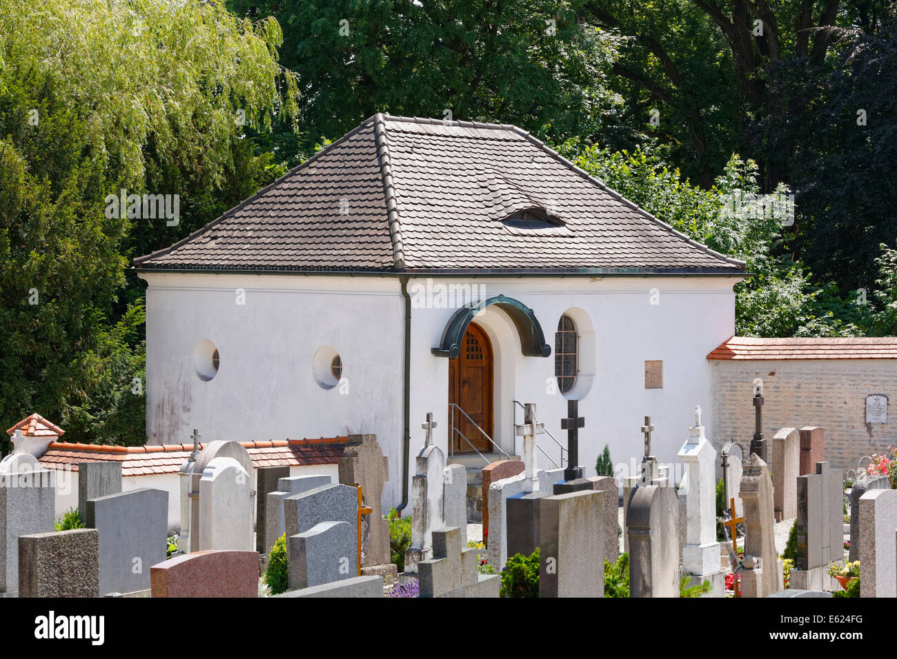 Strauß-crypt, tomba di Marianne e Franz Josef Strauß, Rott am Inn, Alta Baviera, Baviera, Germania Foto Stock