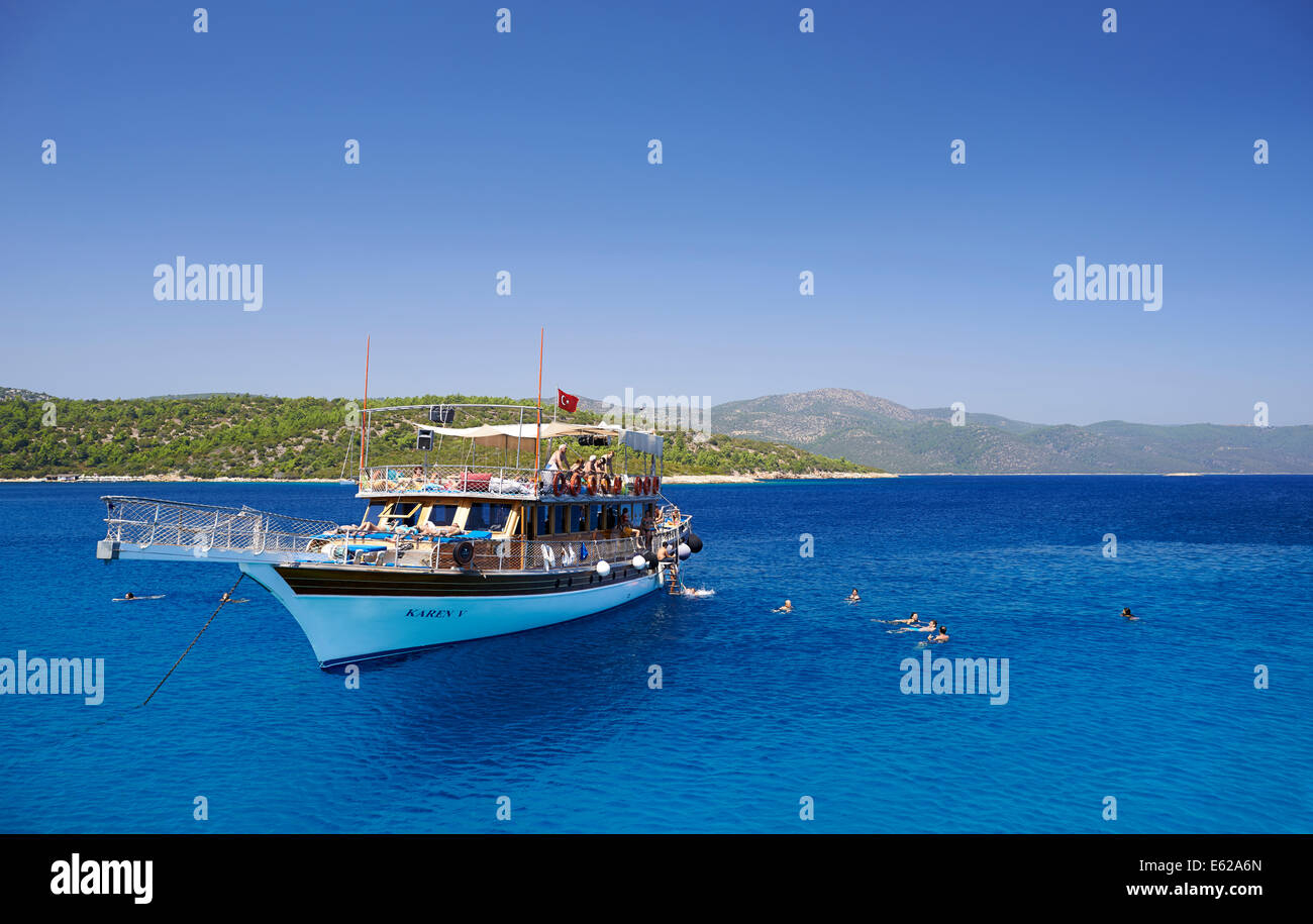 Bagno Turco Caicco viaggio di piacere barca con turisti Foto Stock