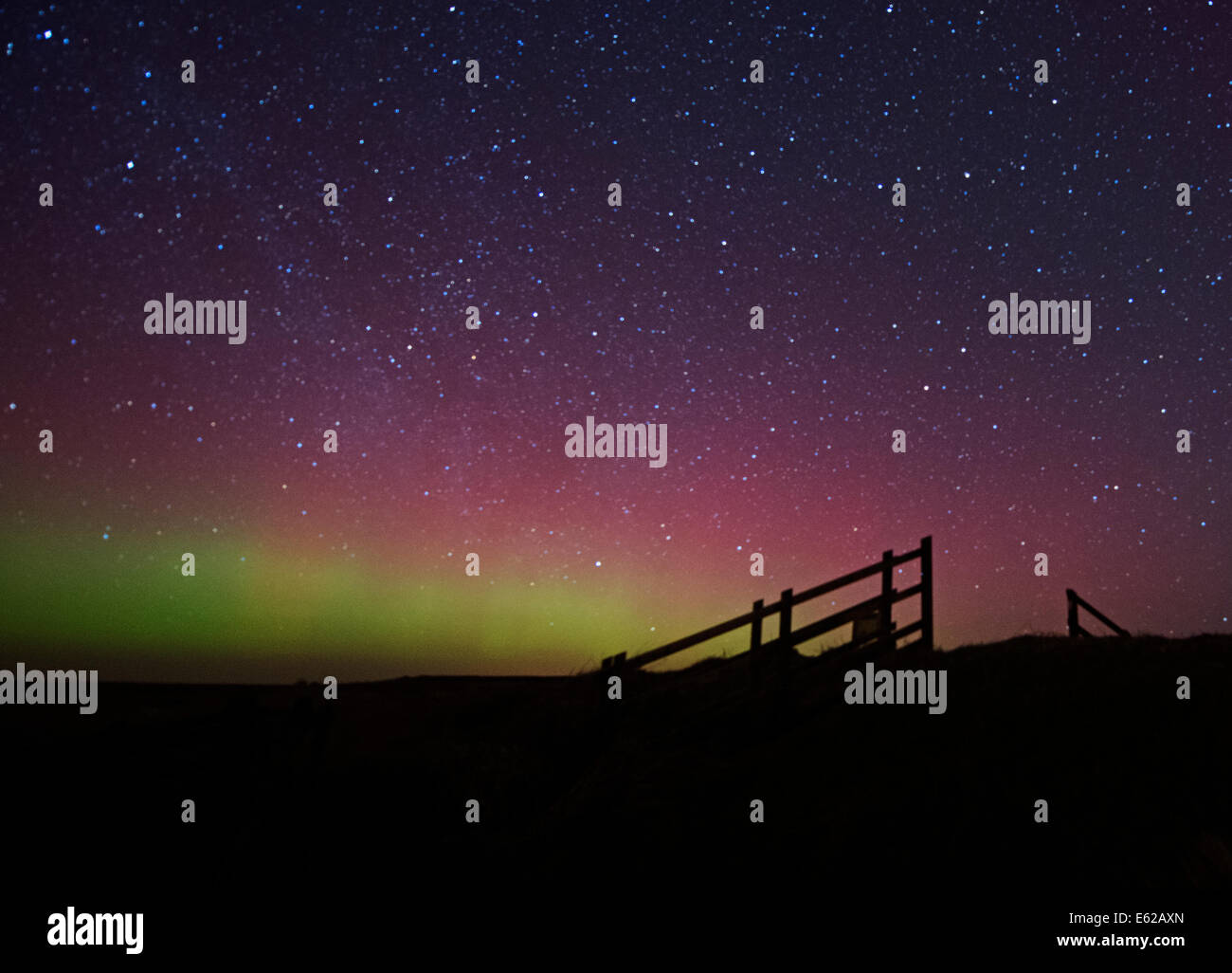 Northern Lights Visualizzati da Cley North Norfolk 27 Feb 2014 Foto Stock