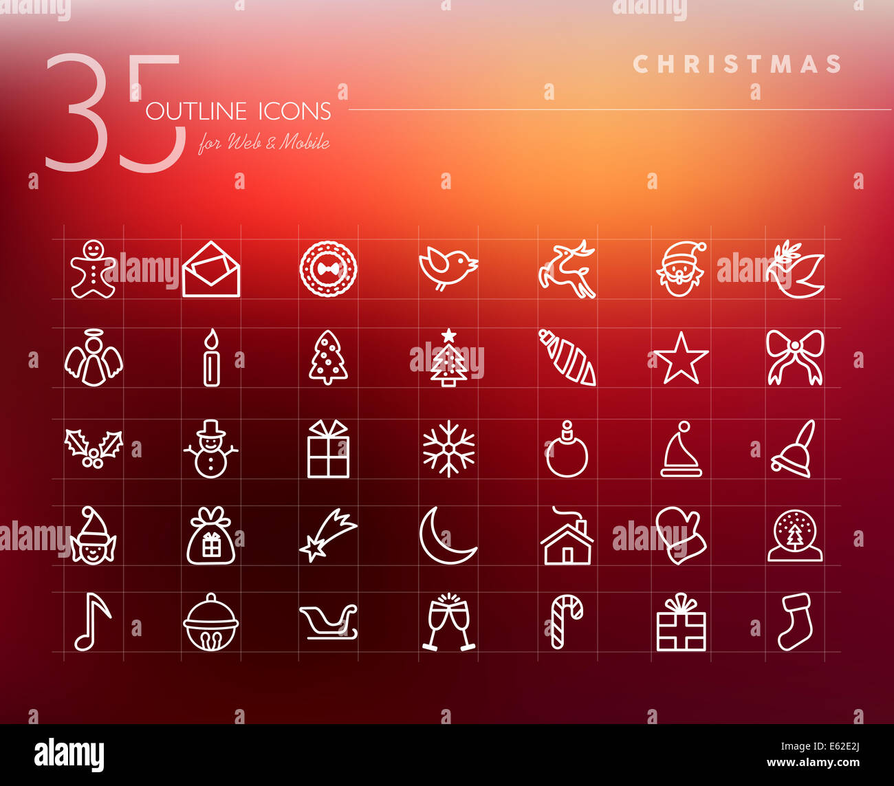 Profilo di Natale set di icone per il web e mobile app. EPS10 file vettoriale organizzati in strati per operazioni di editing semplici. Foto Stock