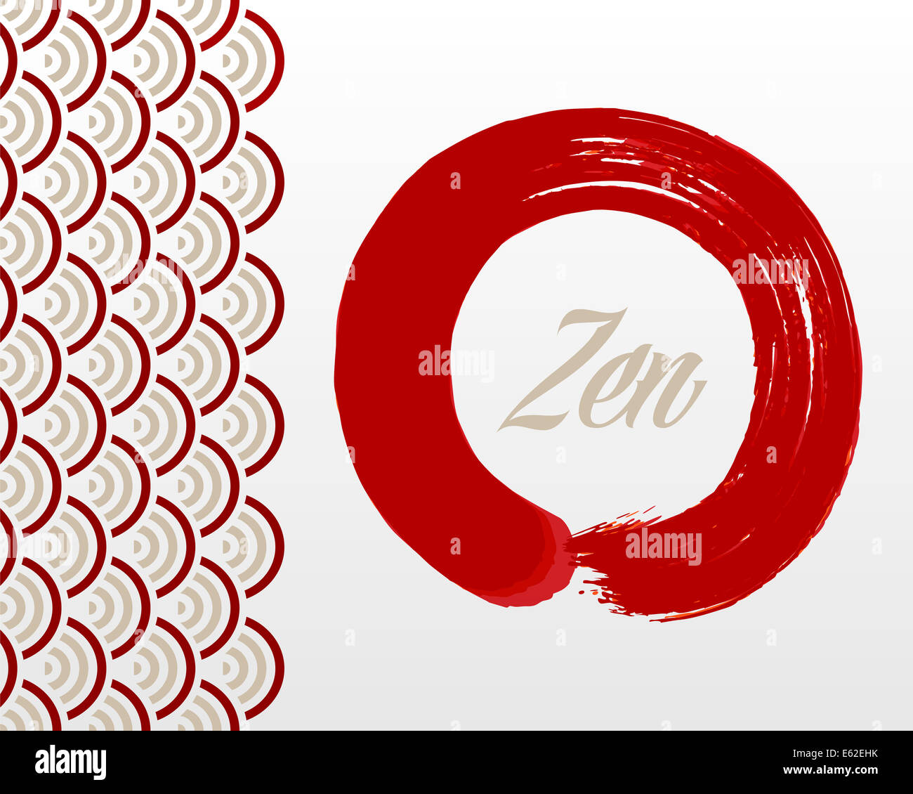 Enso Zen illustrazione del cerchio. La meditazione simbolo del Buddismo e lo stile orientale dello sfondo. EPS10 file vettoriale organizzati in strati Foto Stock