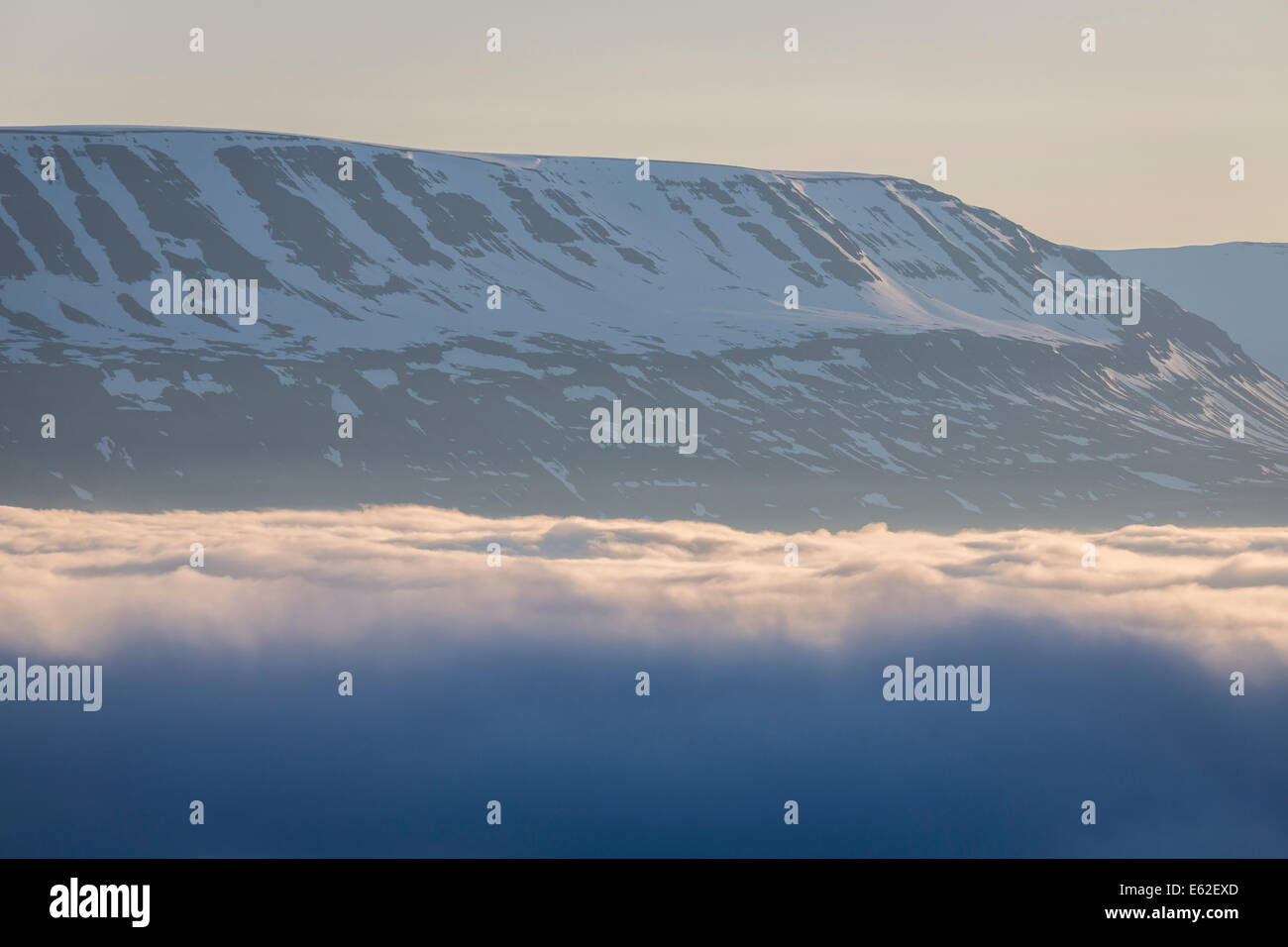 Paesaggio di nebbia, eyjafjordur, Nord Islanda Foto Stock