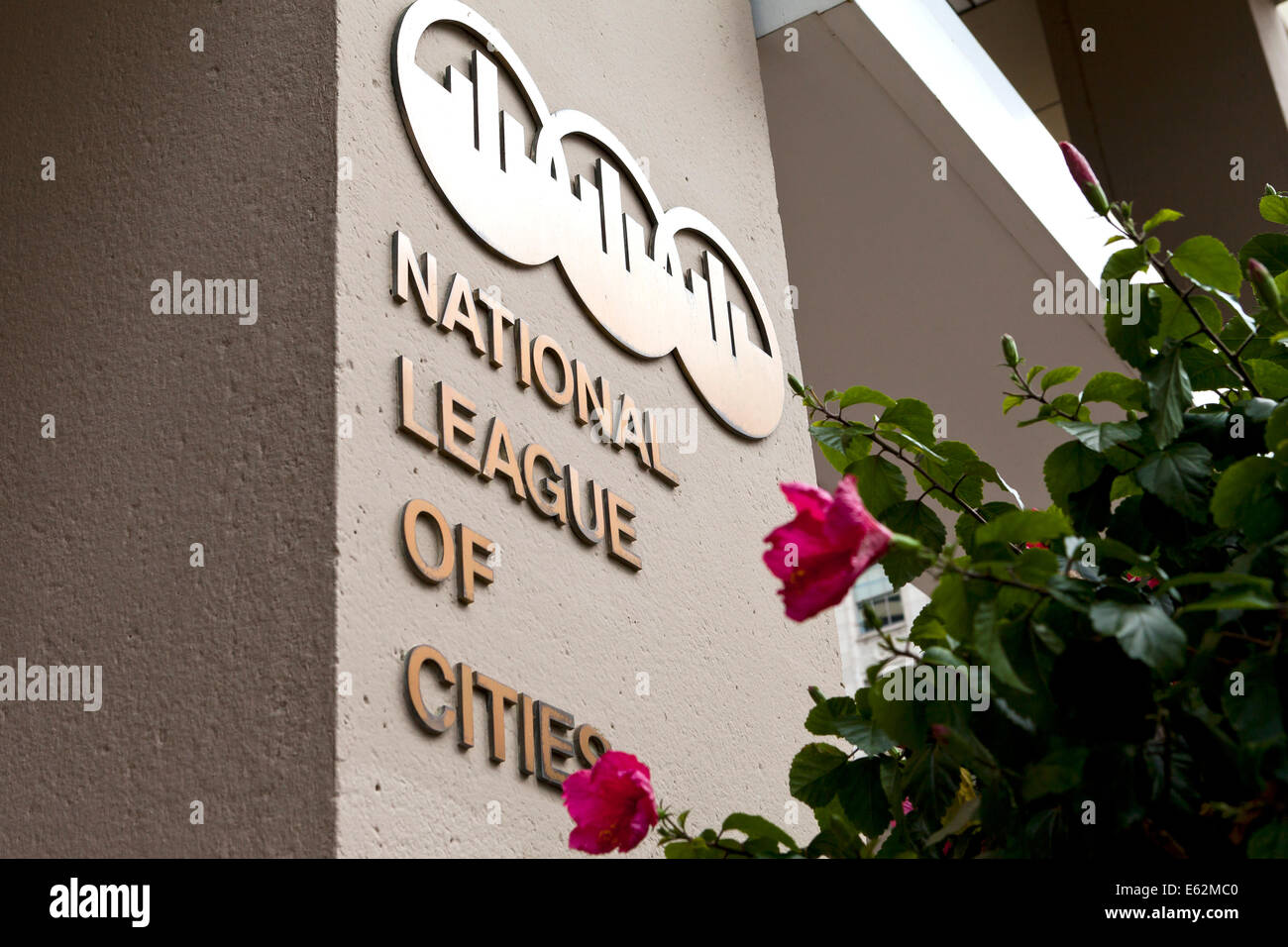 Lega nazionale delle Città edificio segno - Washington DC, Stati Uniti d'America Foto Stock