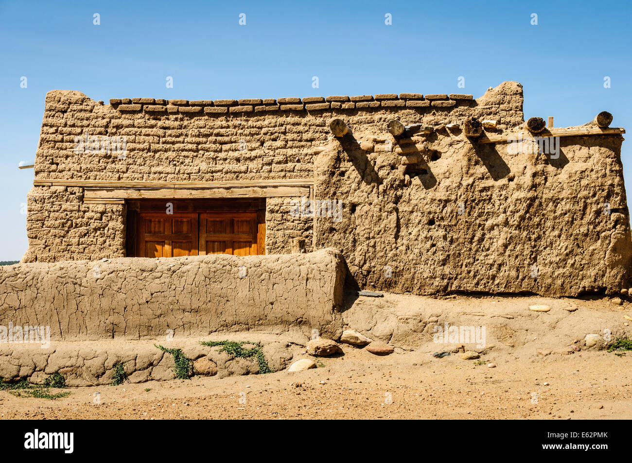 Adobe dettagli architettonici, Picuris Pueblo, Nuovo Messico Foto Stock