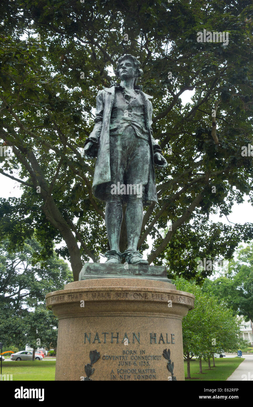 Nathan Hale statua in New London CT Foto Stock