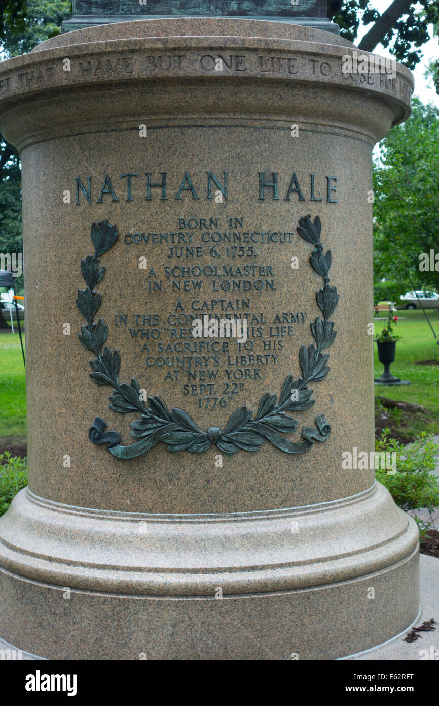 Nathan Hale statua in New London CT Foto Stock