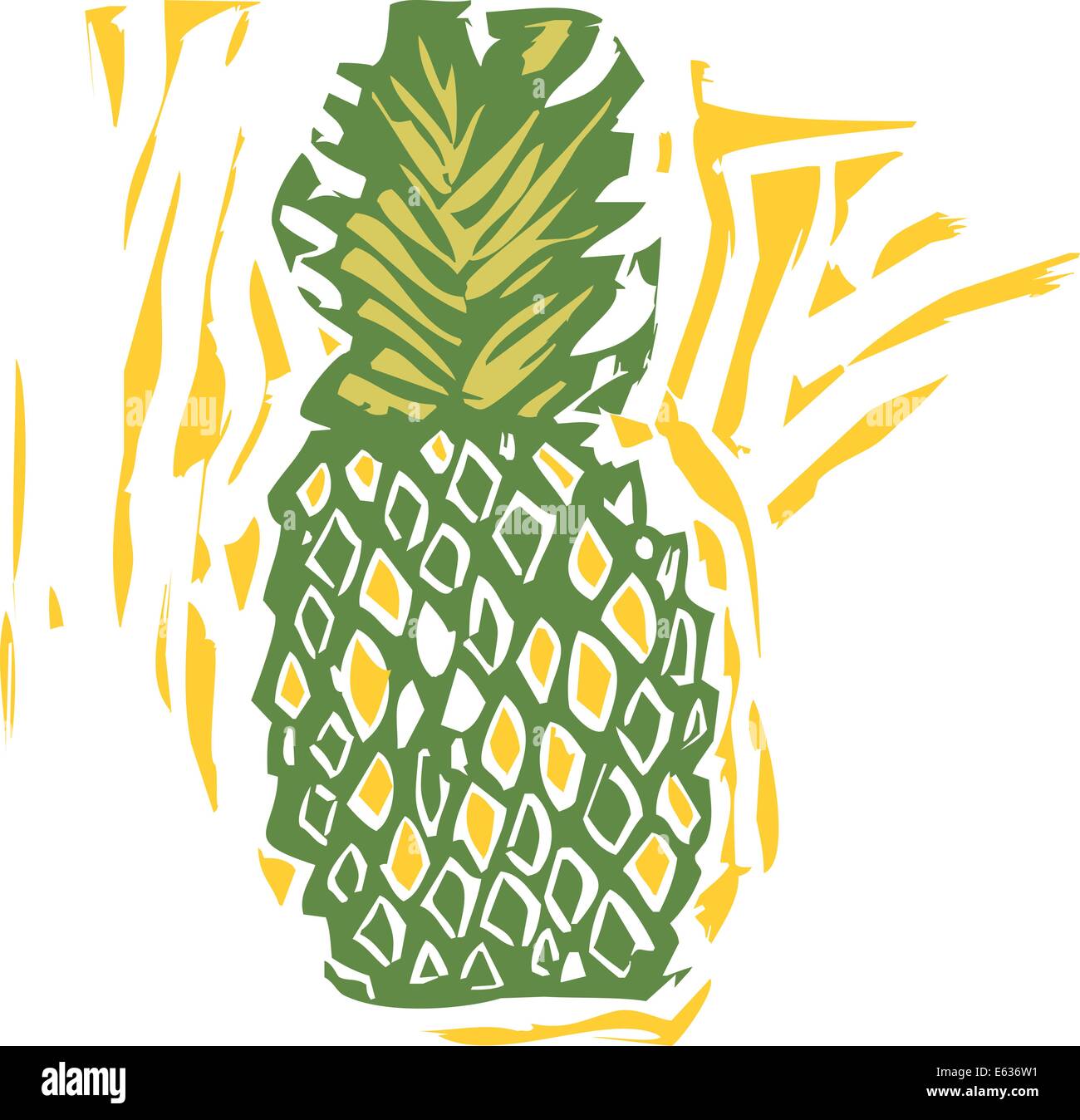 Un ananas in una xilografia stile immagine di produrre. Illustrazione Vettoriale