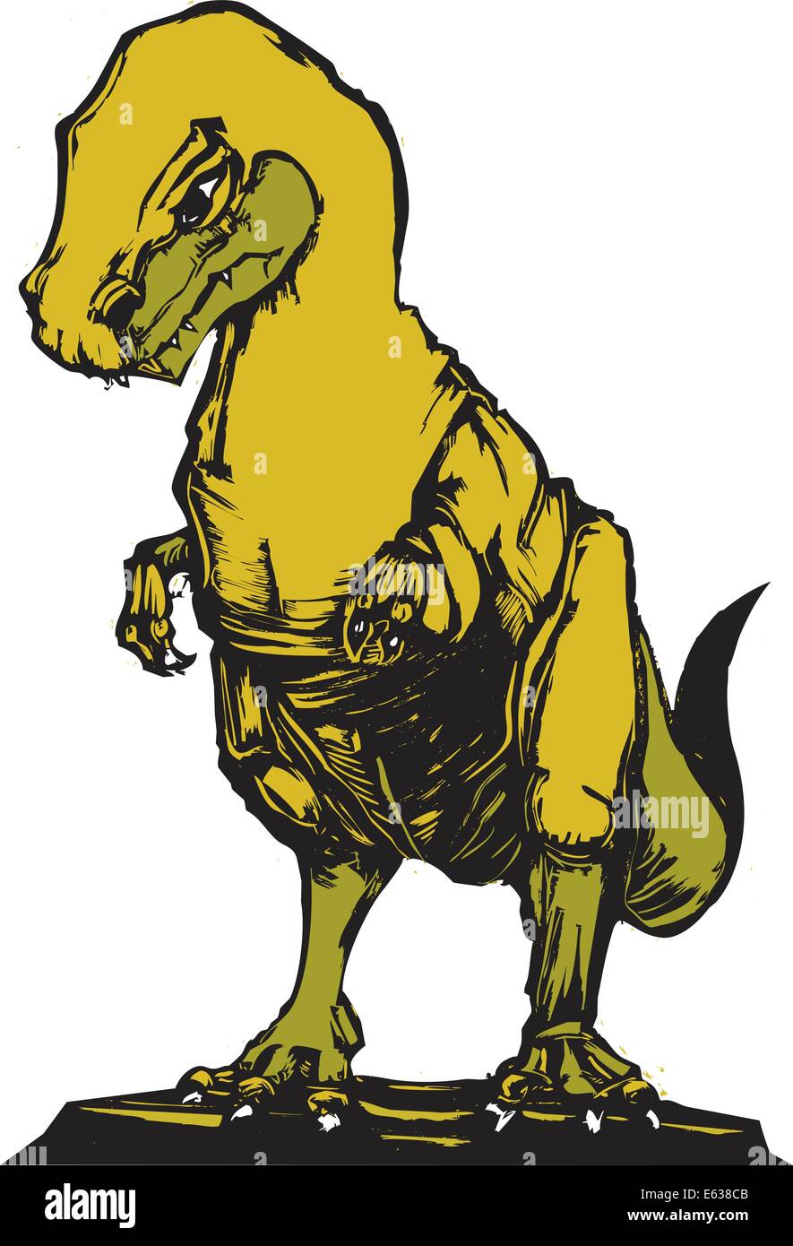 Tirannosauro Rex in una xilografia di stile solo permanente Illustrazione Vettoriale