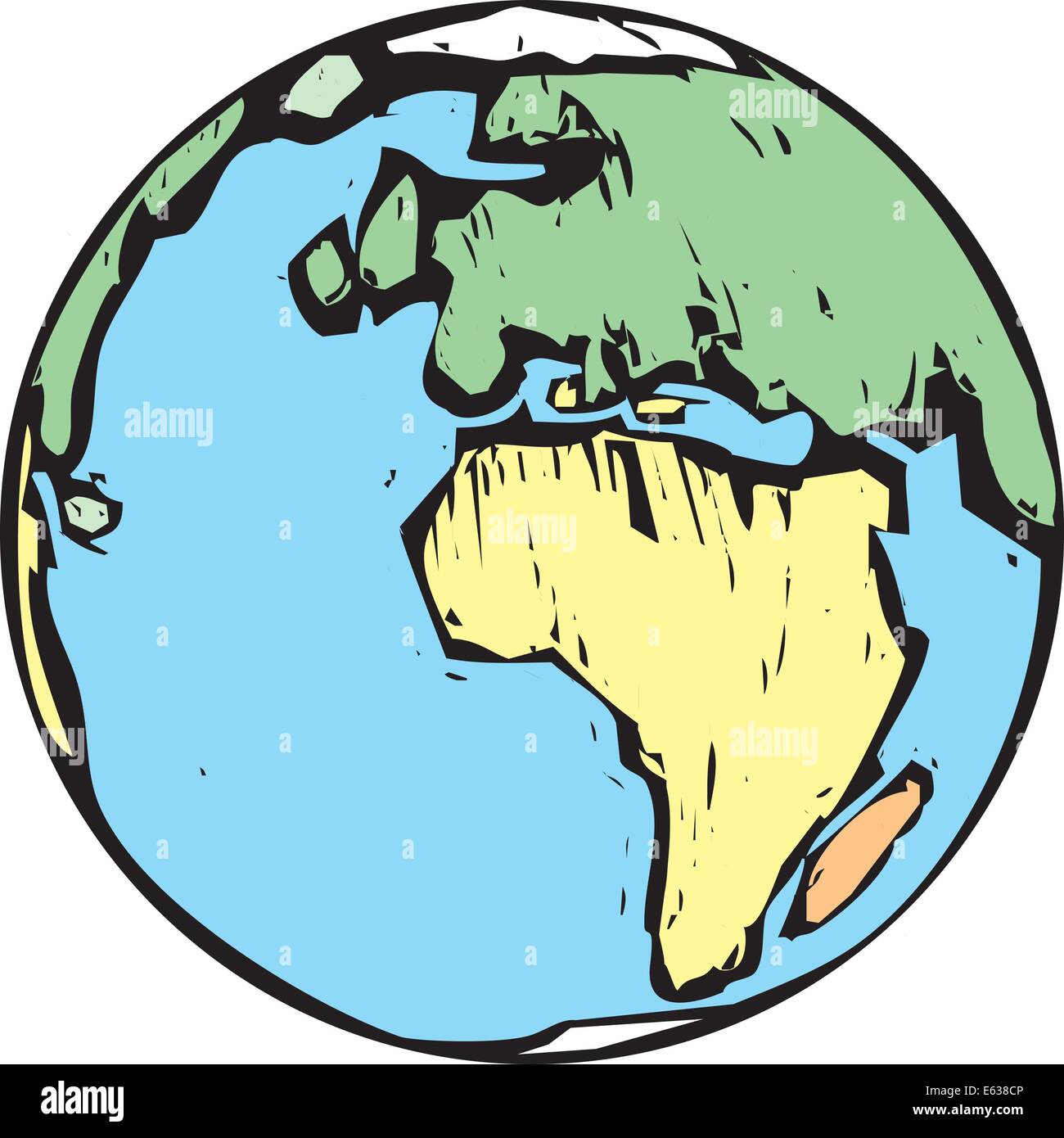 Xilografia la terra che mostra sia l Europa e l Africa Illustrazione Vettoriale