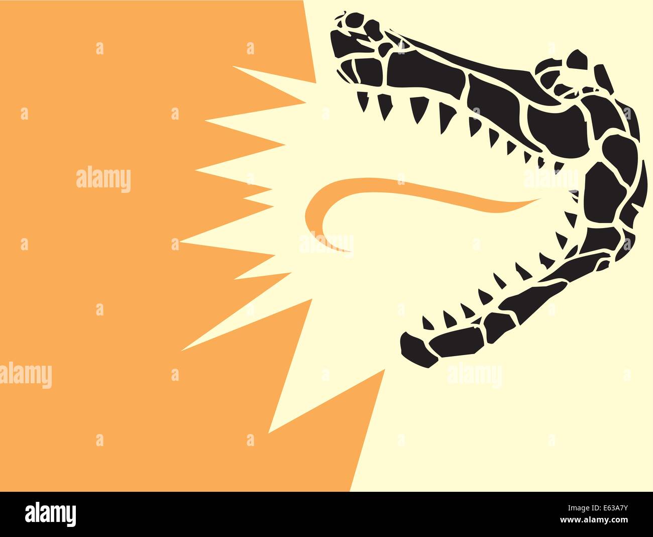 Semplice immagine di un coccodrillo stilizzato testa con lingua di fiamma. Illustrazione Vettoriale
