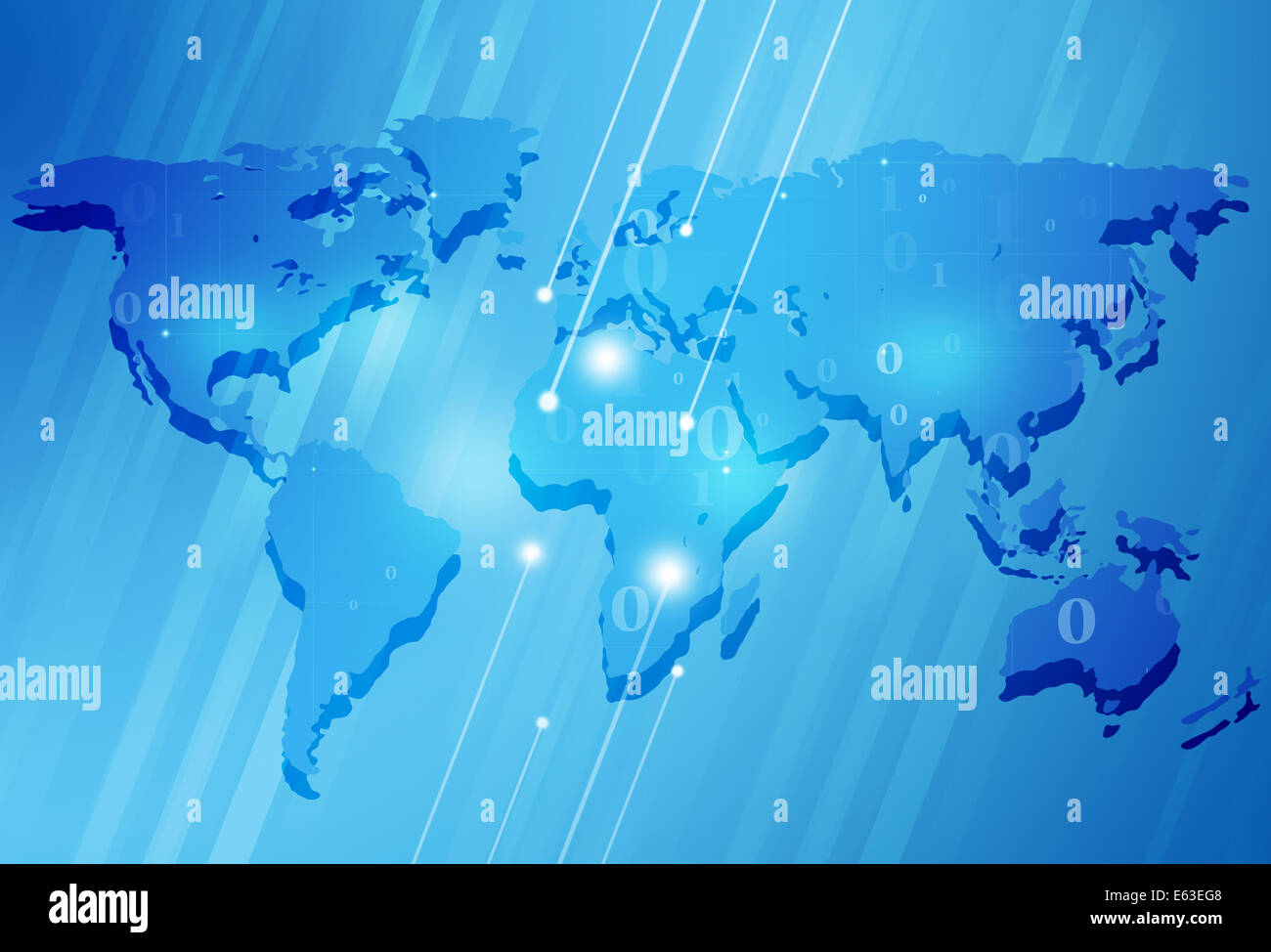 Abstract technology business world map sfondo blu Foto Stock