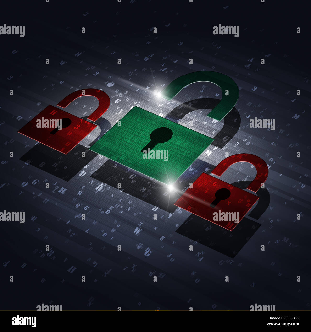 Concetto astratto verde codice di sicurezza blocco Sfondo tecnologico Foto Stock