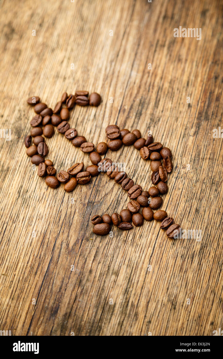 Caffè dollar sign creato da chicchi di caffè Foto Stock