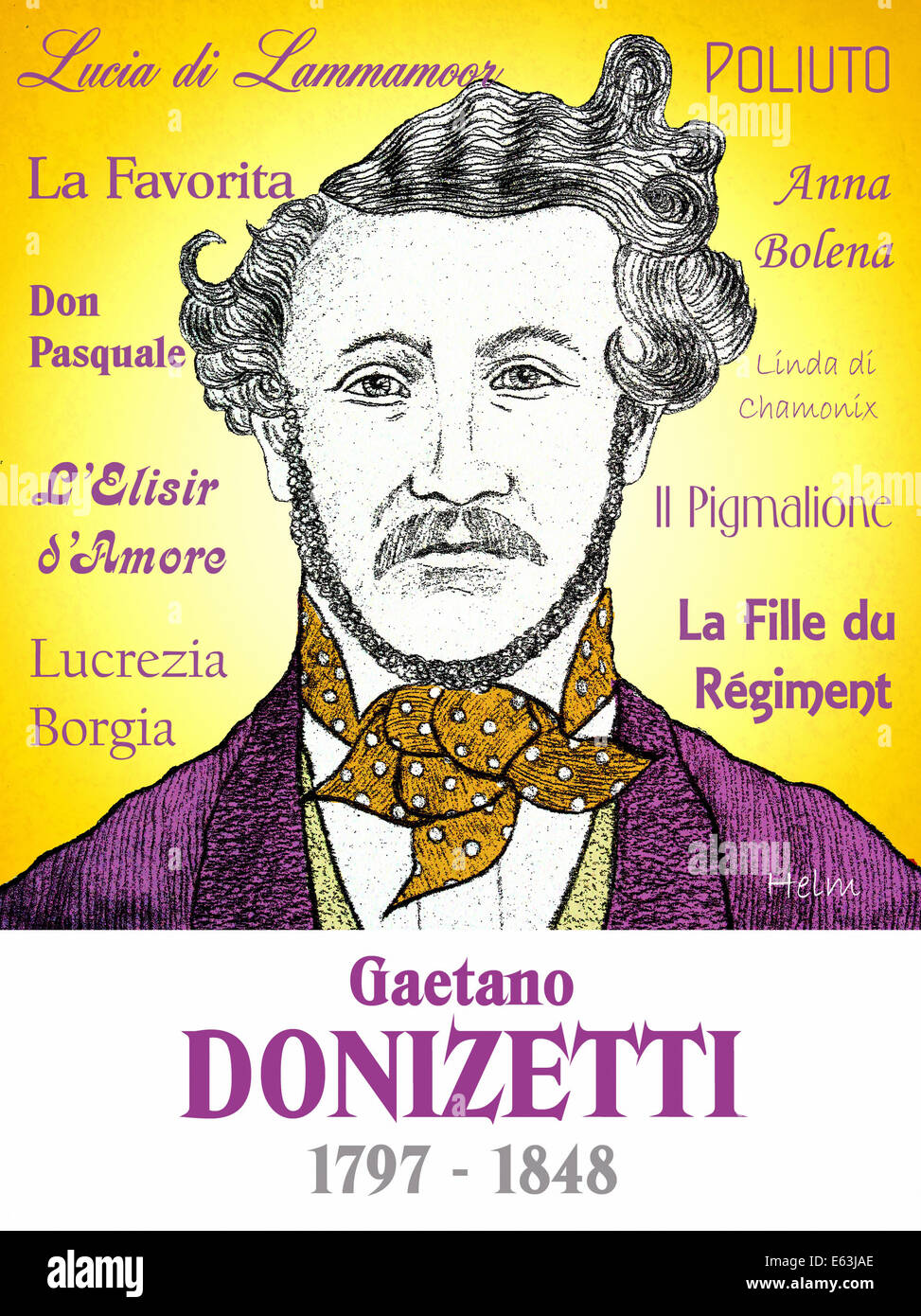 Gaetano Donizetti, opera italiana compositore, ritratto, 1797 - 1848 Foto Stock