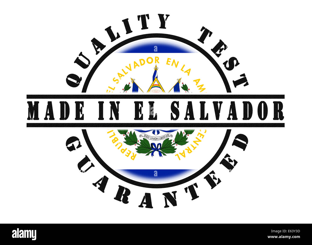 Test di qualità garantita timbro con una bandiera nazionale interno, El Salvador Foto Stock