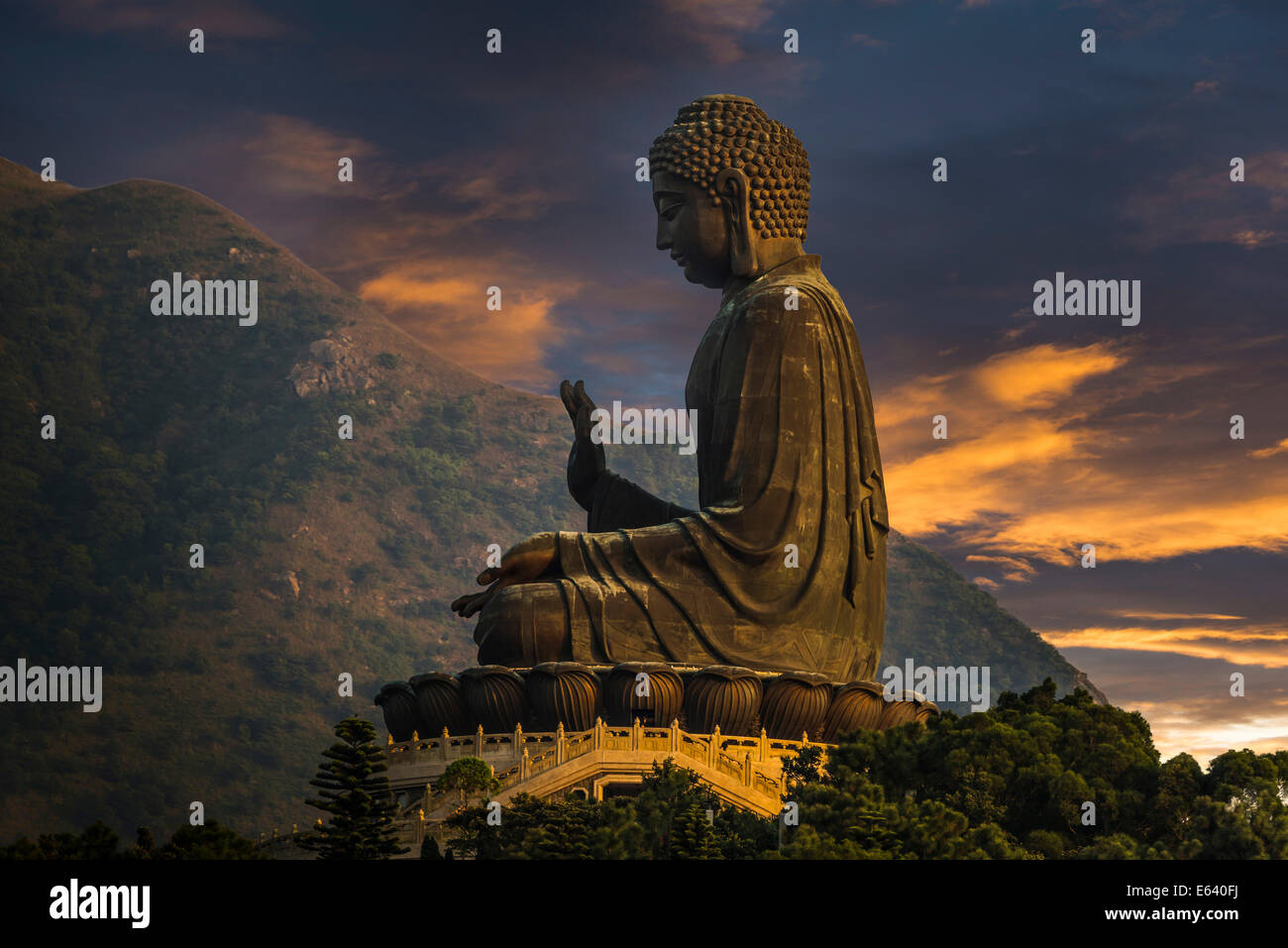 Tian Tan Buddha statua, l'Isola di Lantau, Hong Kong, Cina Foto Stock