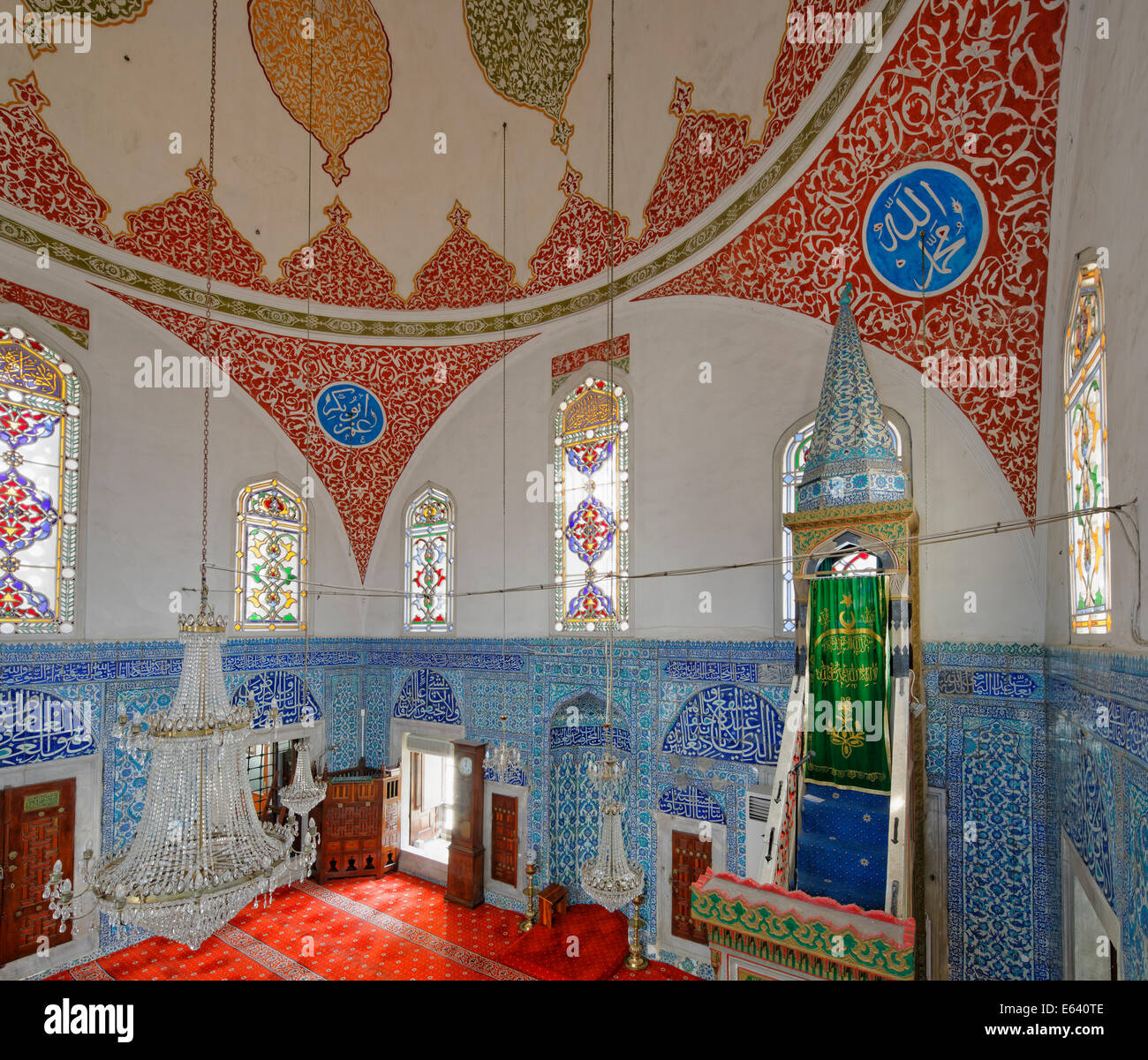 Çinili Camii, piastrelle in moschea, con maioliche ceramiche di Iznik, Üsküdar, Istanbul, parte asiatica, Turchia Foto Stock