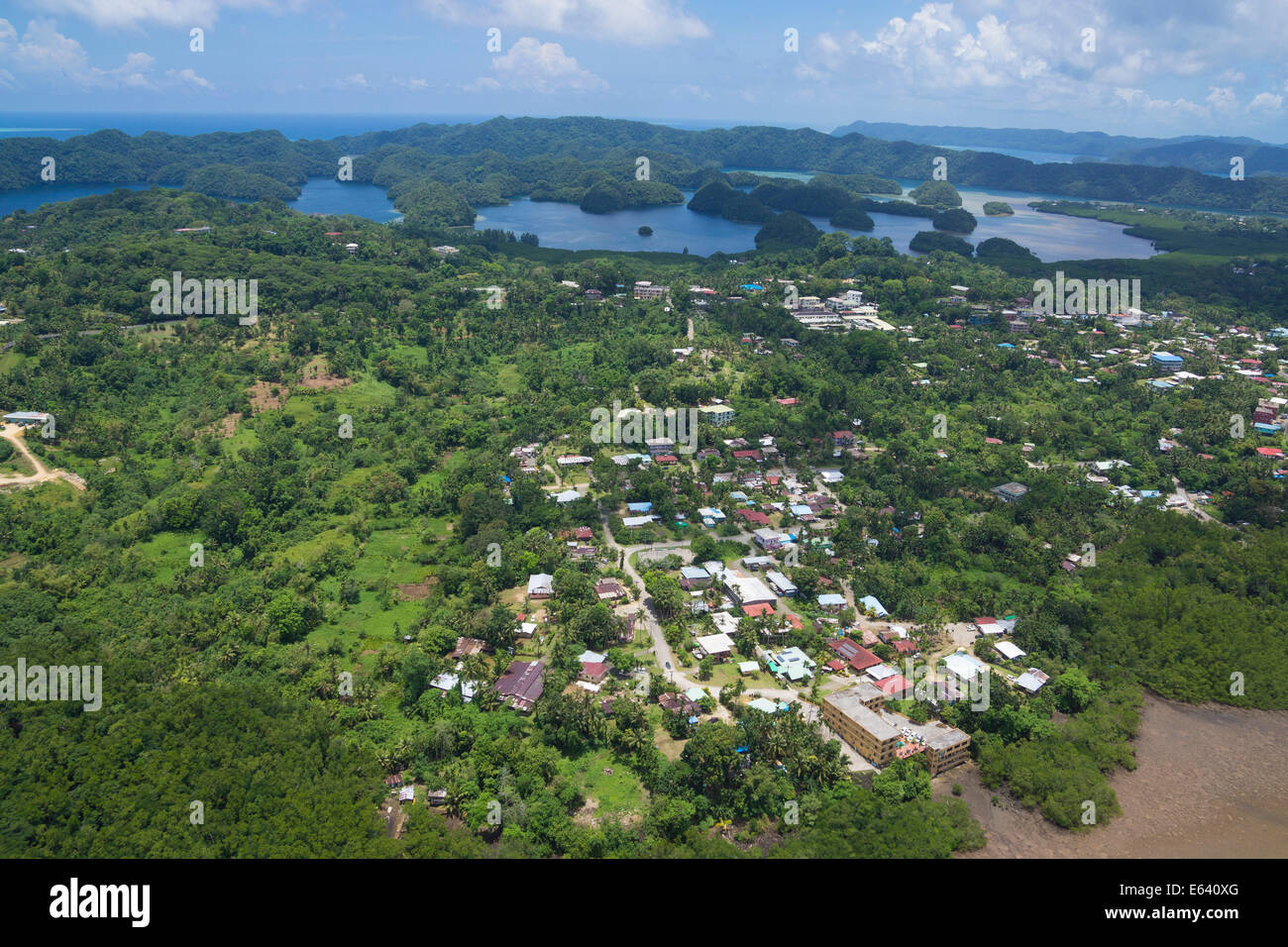 Vista aerea, Koror, Palau, Stati Federati di Micronesia Foto Stock