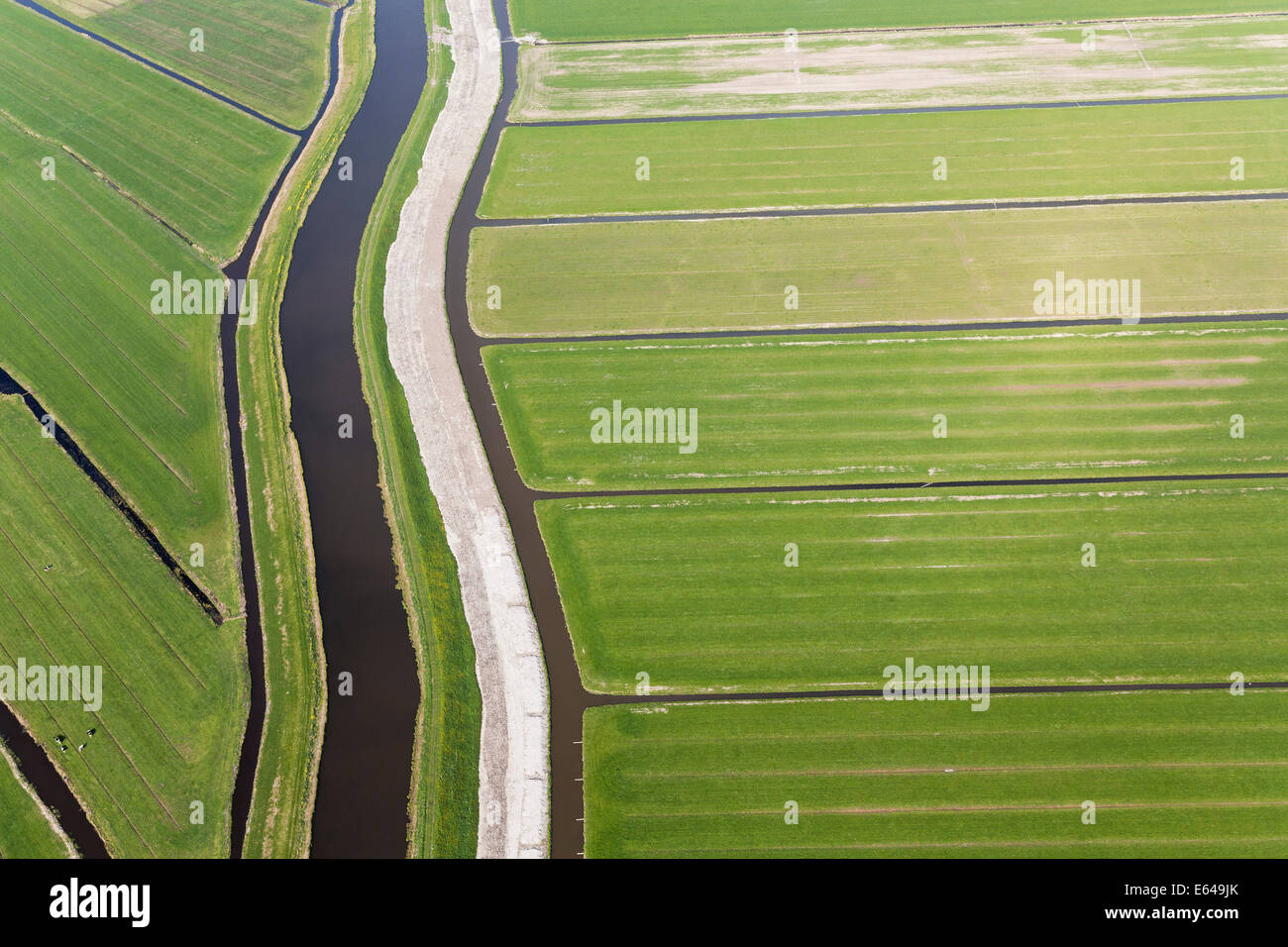 Canal & polder o ri-rivendicato terre, N. Holland, Paesi Bassi Foto Stock