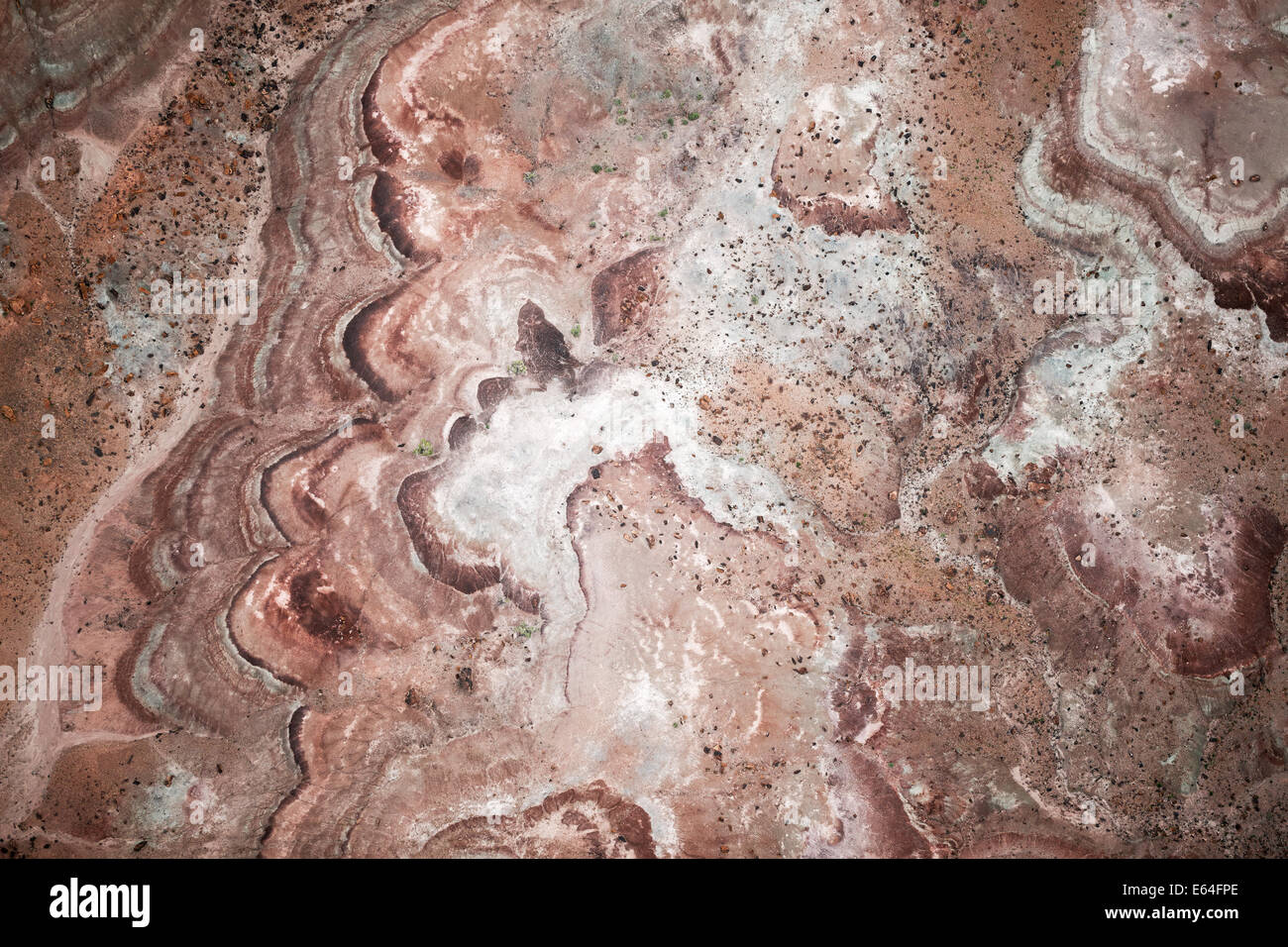 Vista aerea del pattern di roccia nel deserto vicino Parco Nazionale Arches. Utah, Stati Uniti d'America. Foto Stock