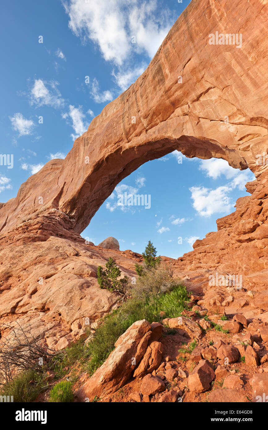 Finestra del nord Arch. Parco Nazionale di Arches, Utah, Stati Uniti d'America. Foto Stock