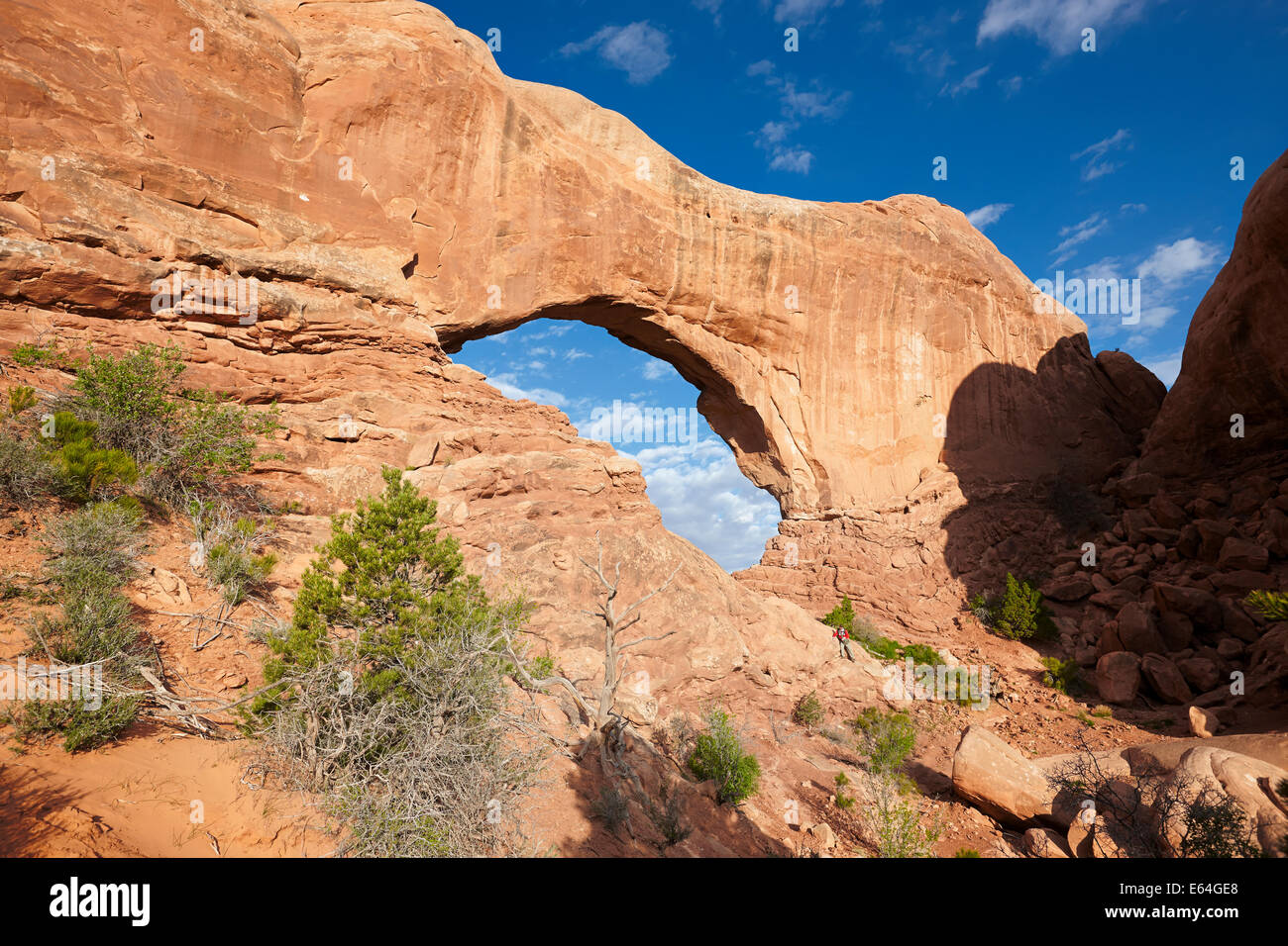 Finestra del nord Arch. Parco Nazionale di Arches, Utah, Stati Uniti d'America. Foto Stock