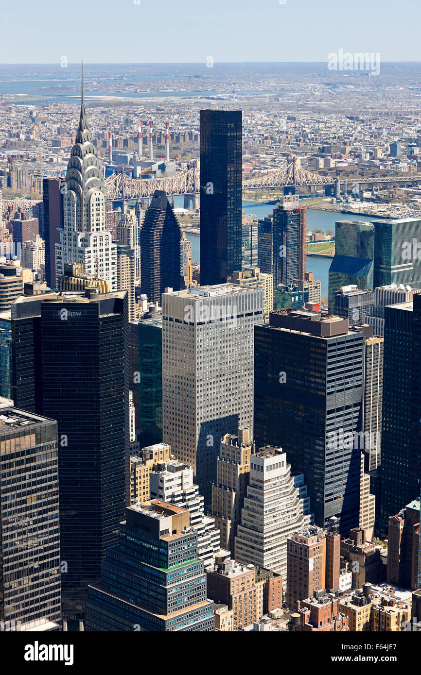 Vista in elevazione di Manhattan. New York, Stati Uniti d'America. Foto Stock