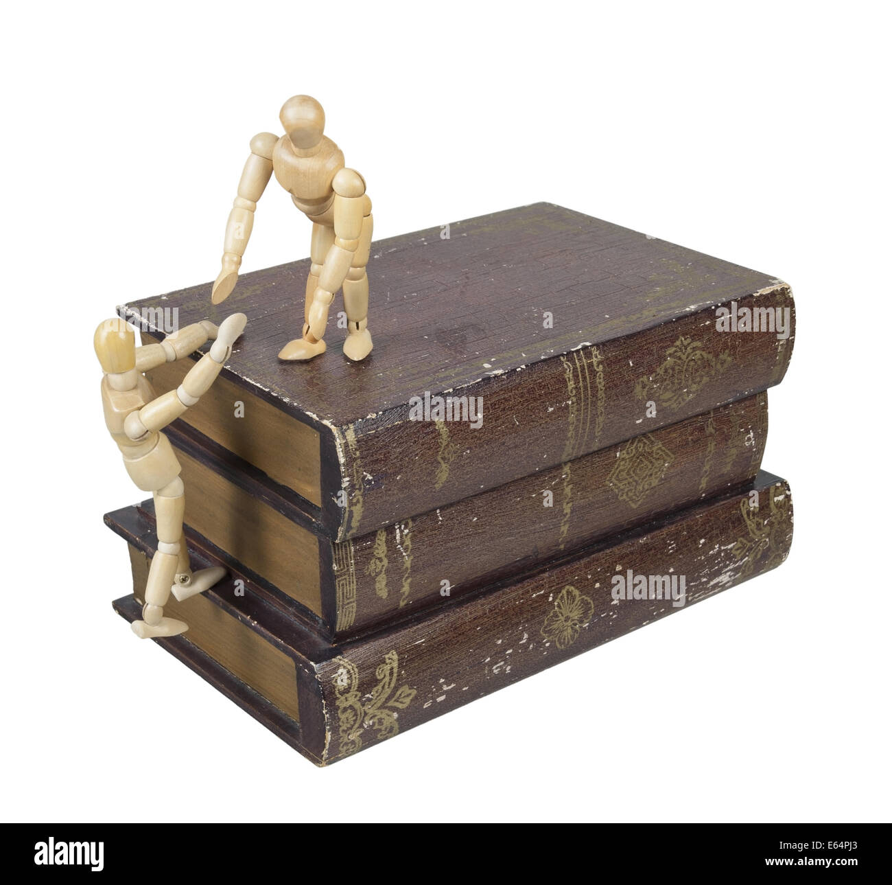 Persona aiutando gli altri fino in vita con il potere di libri - percorso incluso Foto Stock