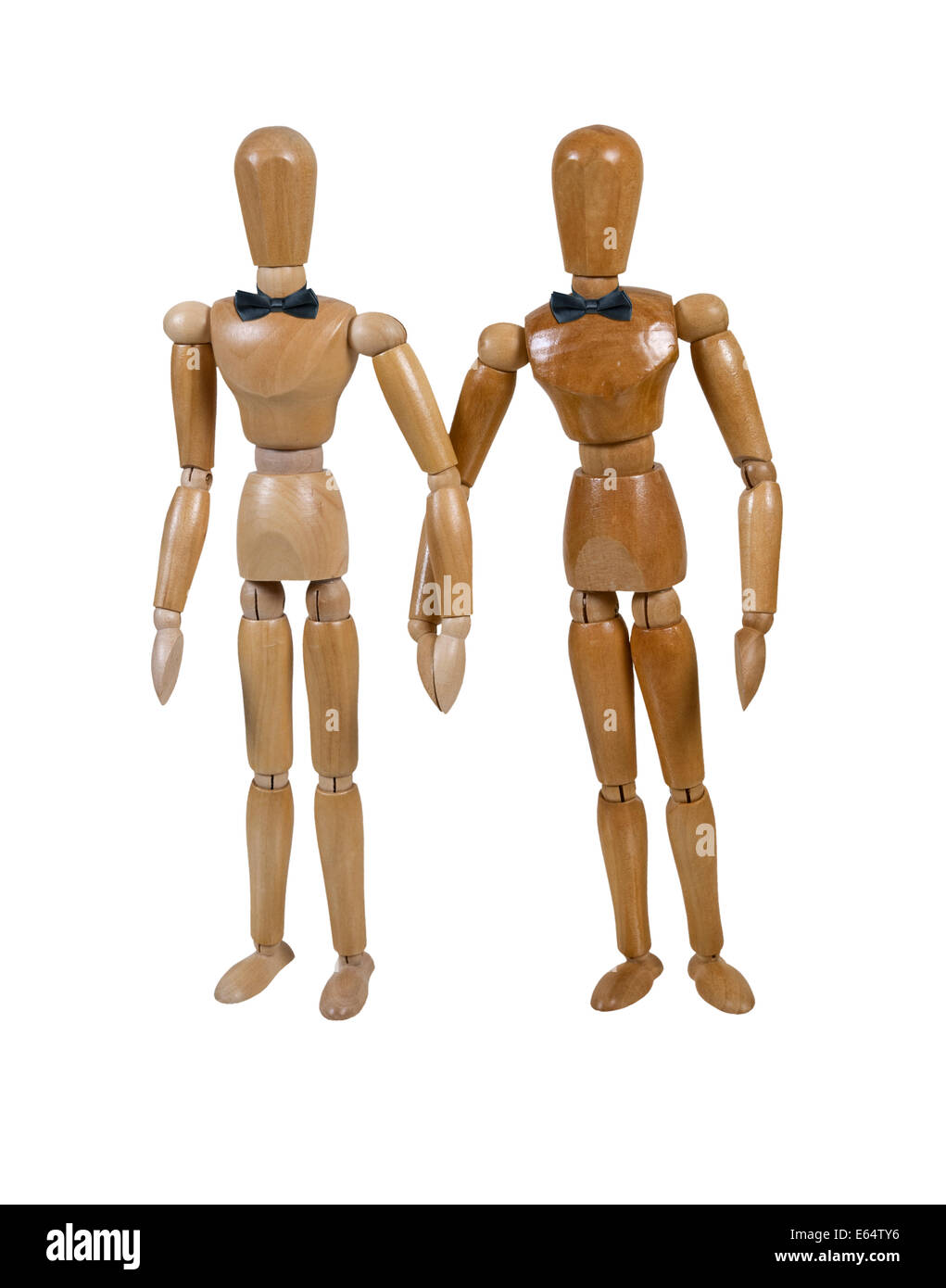 Nozze di sposo e lo sposo come visualizzato con cravatte - percorso incluso Foto Stock