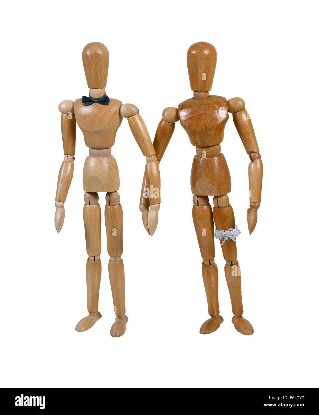 Matrimonio tradizionale della sposa e lo sposo mostrato da bow tie e reggicalze - percorso incluso Foto Stock