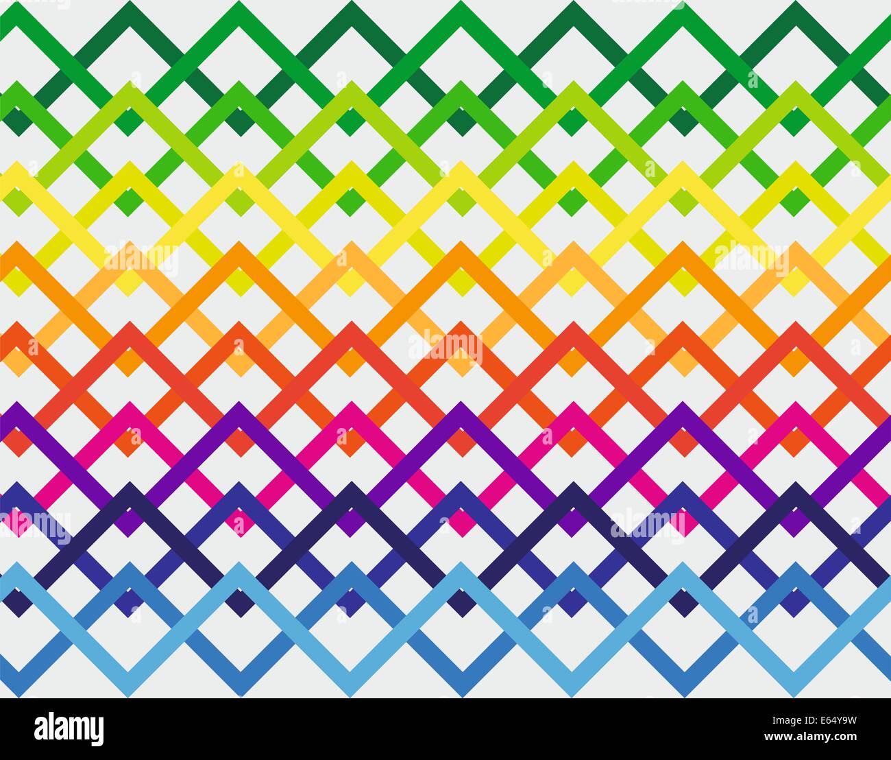 Traccia Zack Zickzack Muster versetzt versetztes bunt Regenbogen farbenfroh farbenfrohes vollfarbe vollfarbig grundfarbe grundfarbe Foto Stock