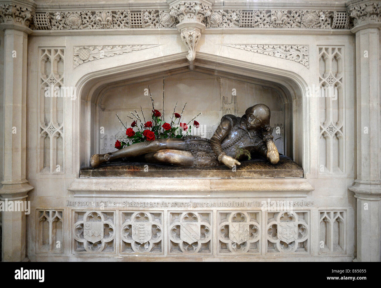 Shakespeare Memorial, Southwark Cathedral, vista interna, London, England, Regno Unito Foto Stock