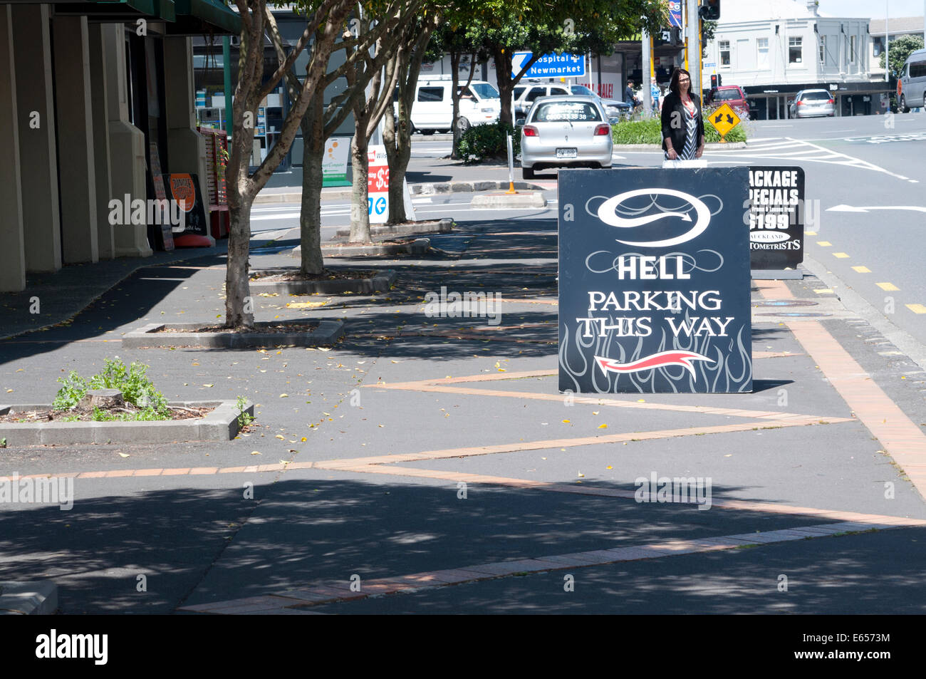 L'inferno simbolo di parcheggio Auckland Foto Stock