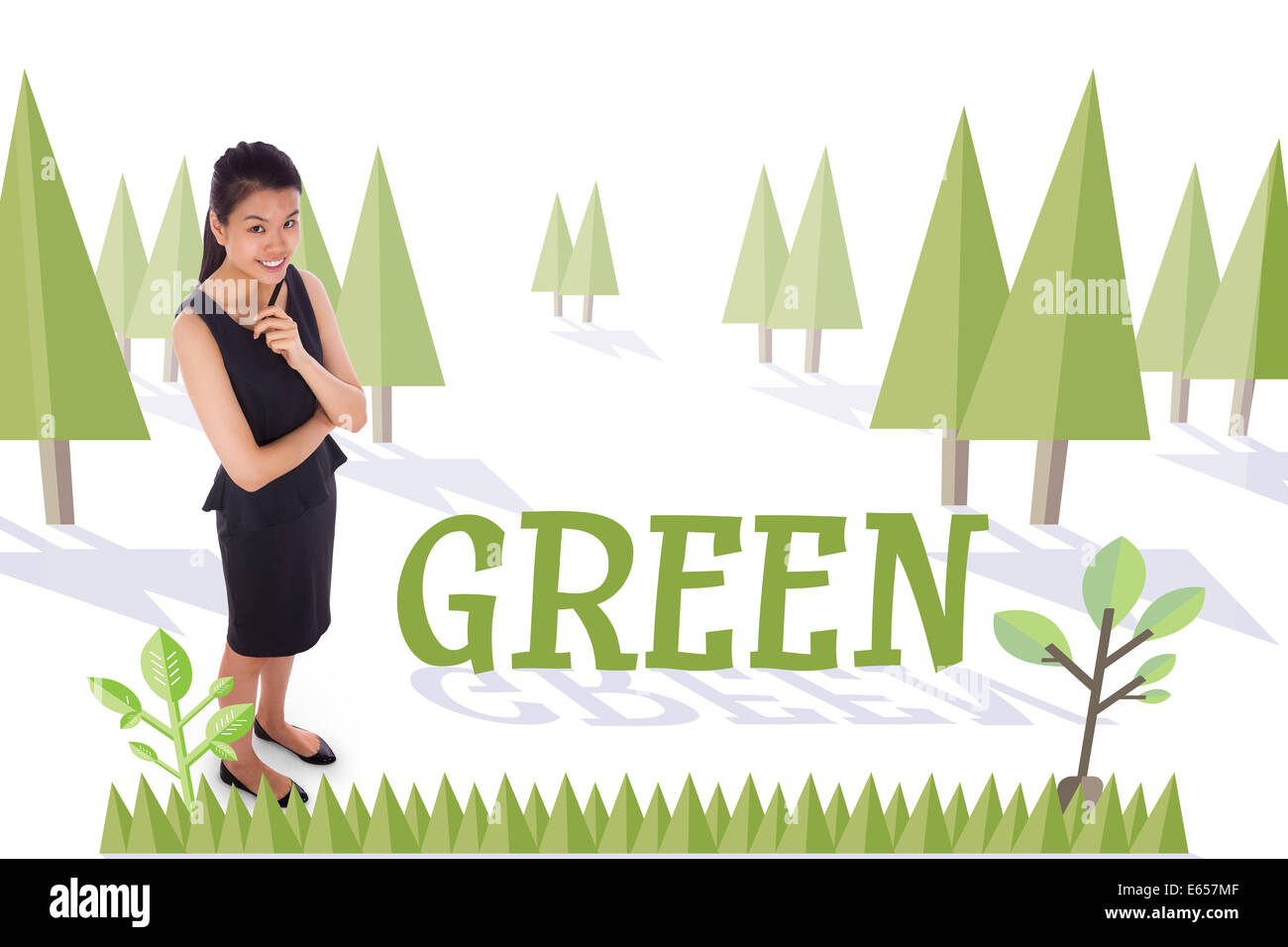 Contro verde foresta con struttura di messa a terra Foto Stock