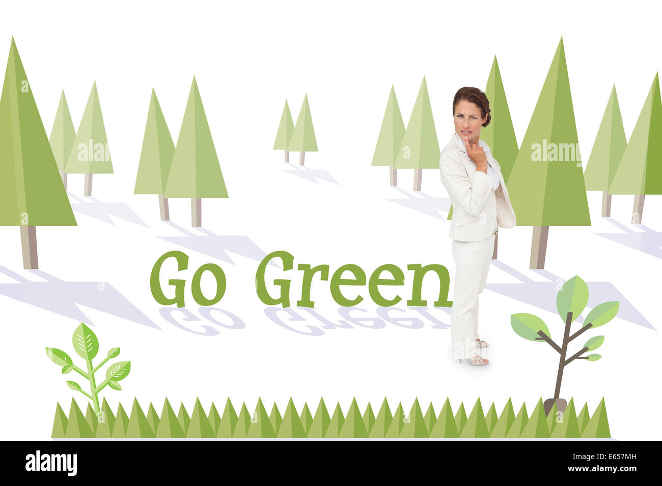 Go Green contro la foresta con struttura di messa a terra Foto Stock