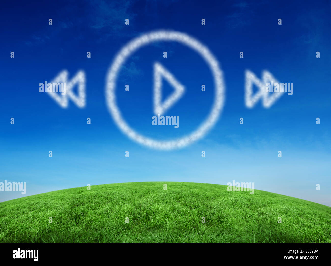 Immagine composita del cloud in forma di menu del lettore musicale Foto Stock