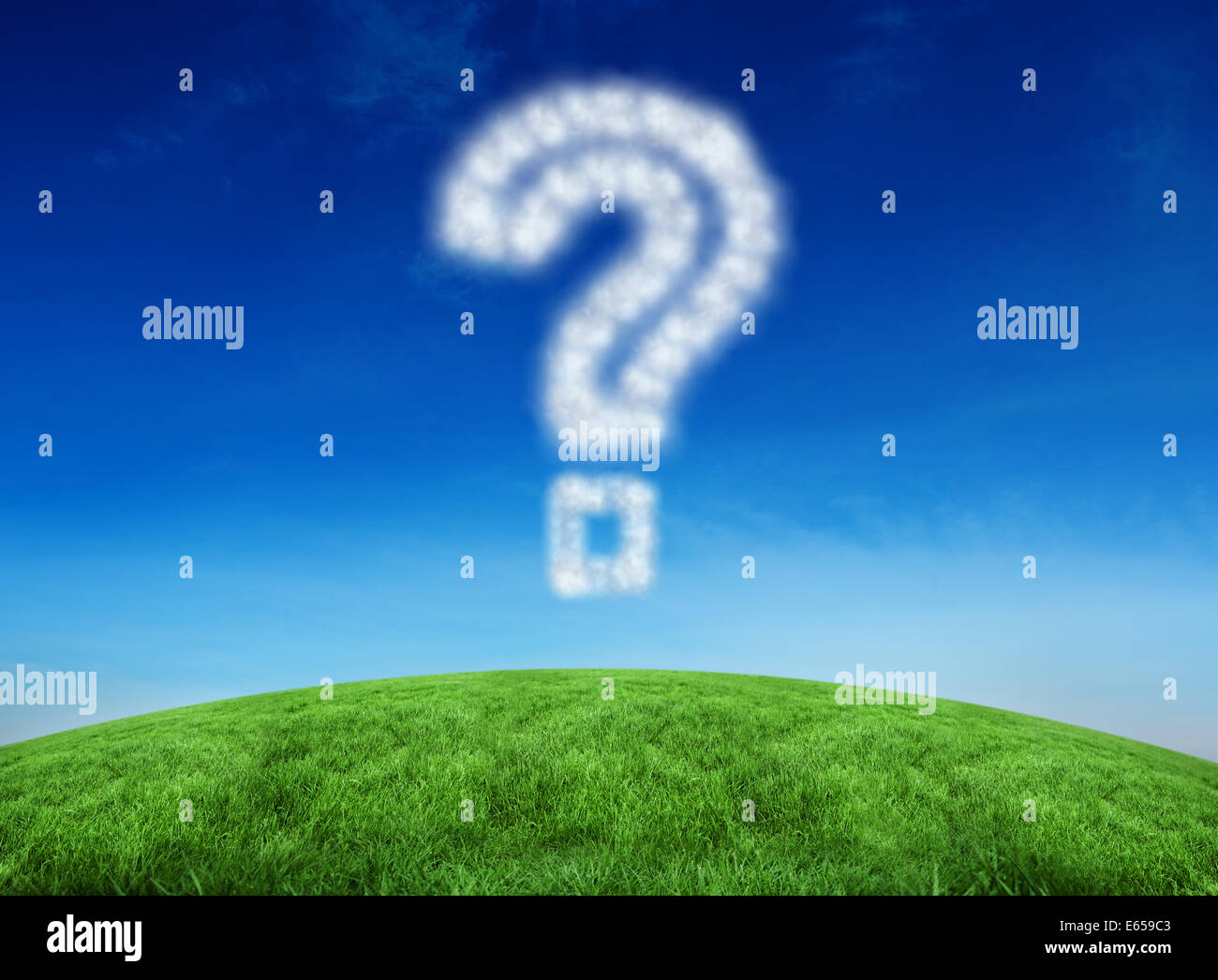 Immagine composita del cloud a forma di punto interrogativo Foto Stock