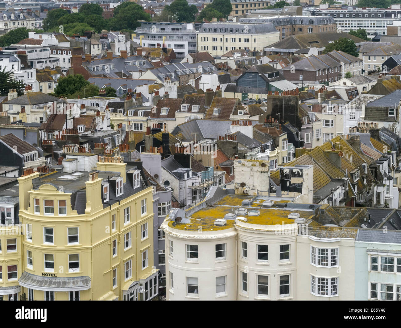 Vista dei tetti di Brighton presi dall'Occhio di Brighton, East Sussex, England, Regno Unito Foto Stock