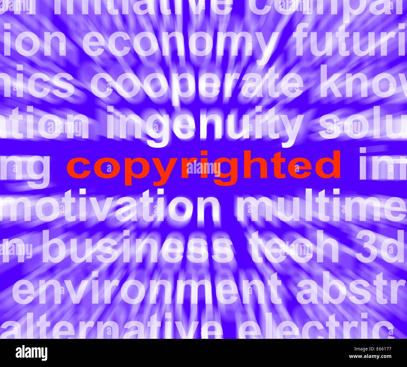 Copyright la parola che indica la proprietà intellettuale o proprietà brevettate Foto Stock