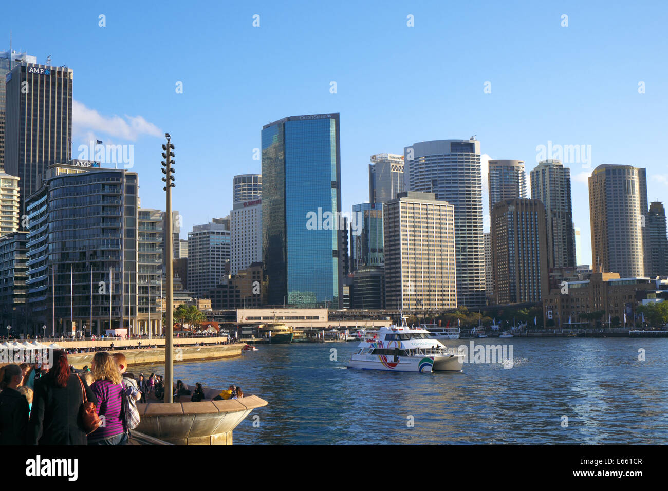 Centro citta' di Sydney, skyline e paesaggio cittadino, e porto presso Circular Quay , nuovo Galles del Sud, Australia Foto Stock