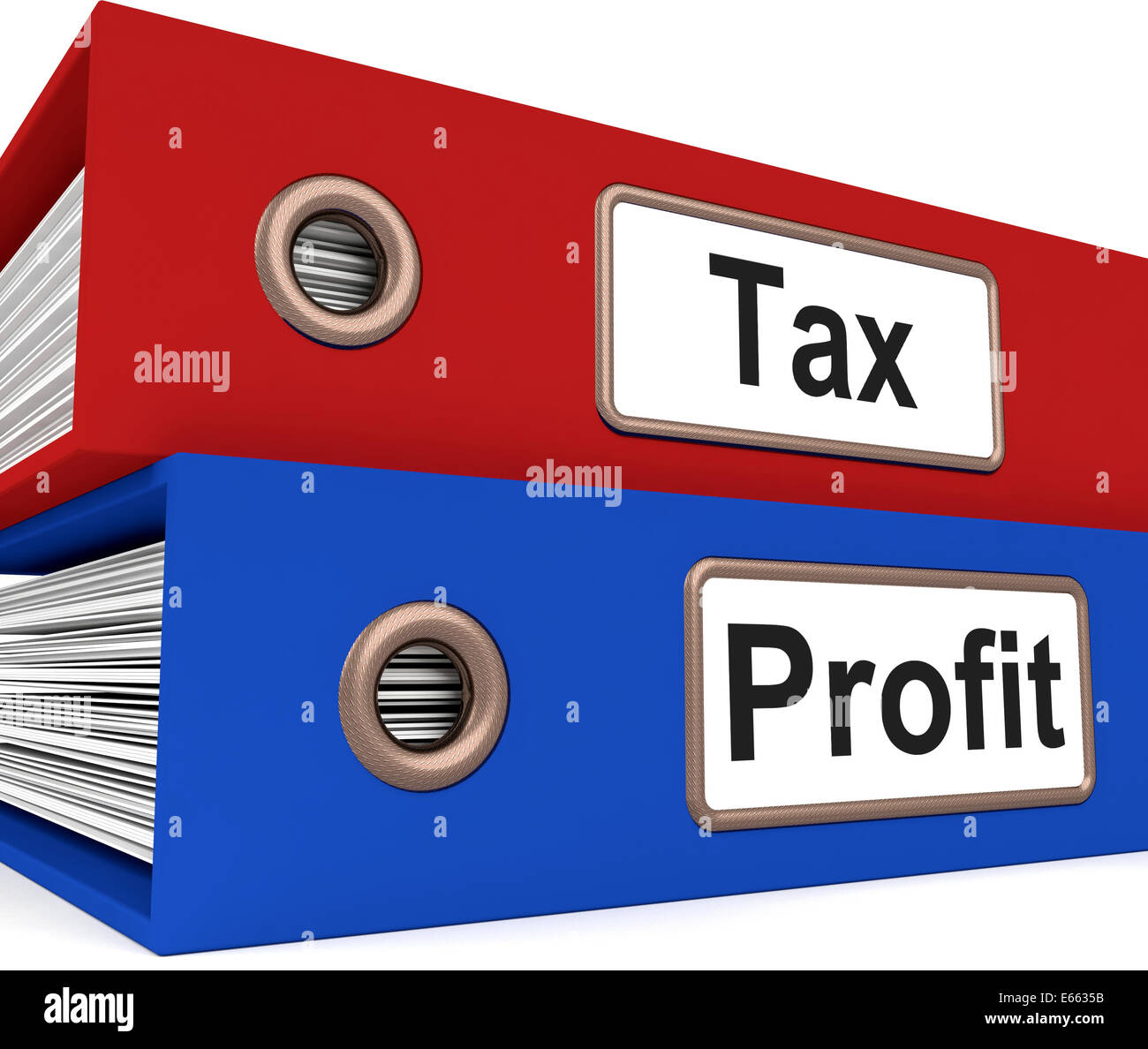 Imposta le cartelle di profitto che mostra il pagamento delle imposte sul reddito Foto Stock