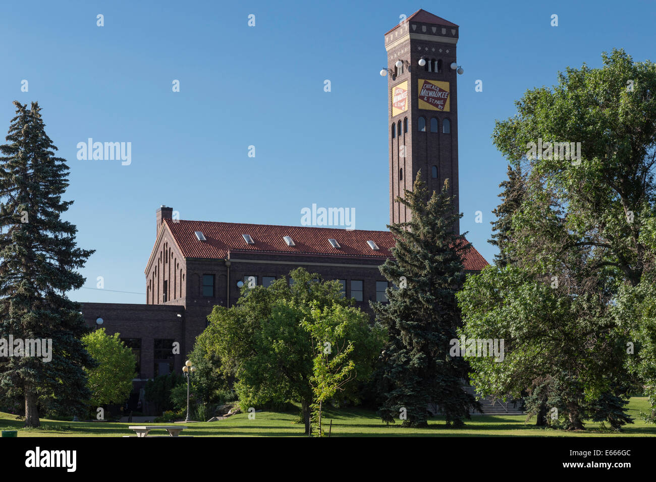 Chicago e Milwaukee e San Paolo deposito passeggero, great falls, MT, STATI UNITI D'AMERICA Foto Stock