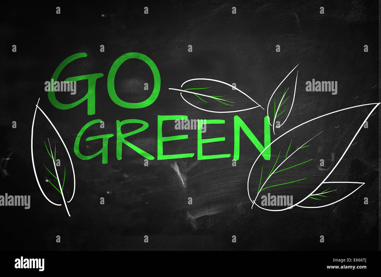Andare il testo in verde sulla lavagna schizzi arte disegno Foto Stock