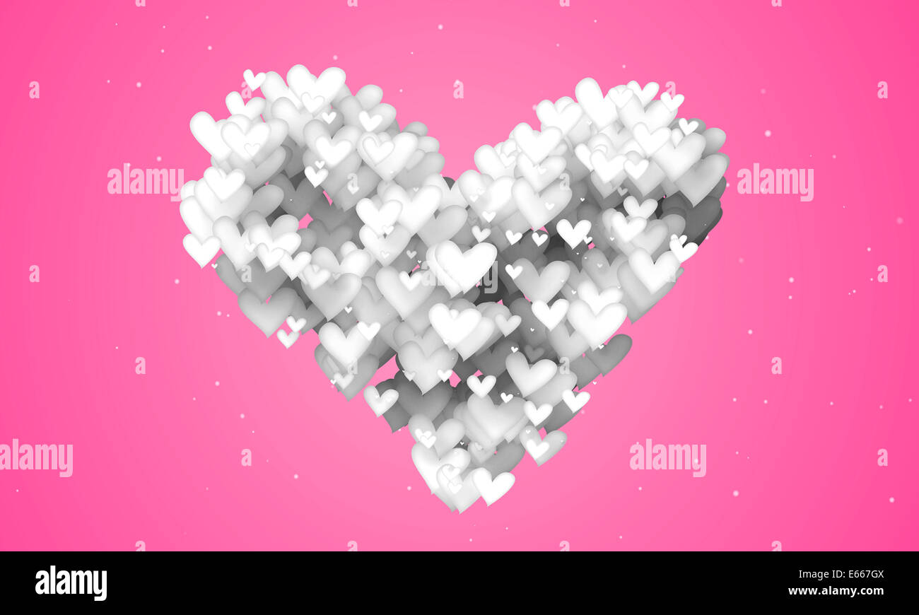 Amore particelle di forma sfondo rosa 3D Carta Foto Stock