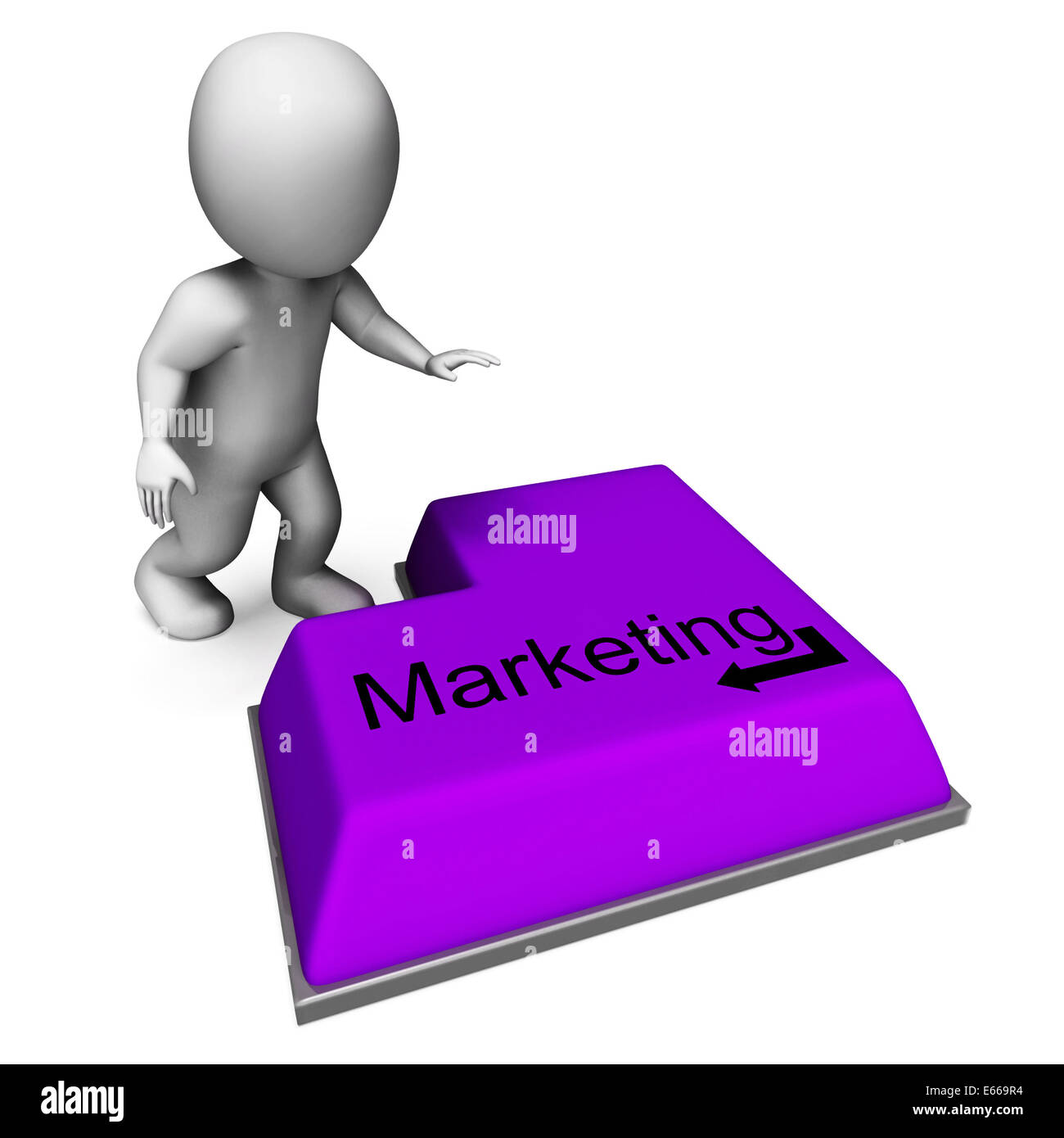 Chiave di marketing che mostra la promozione Pubblicità e PR Foto Stock
