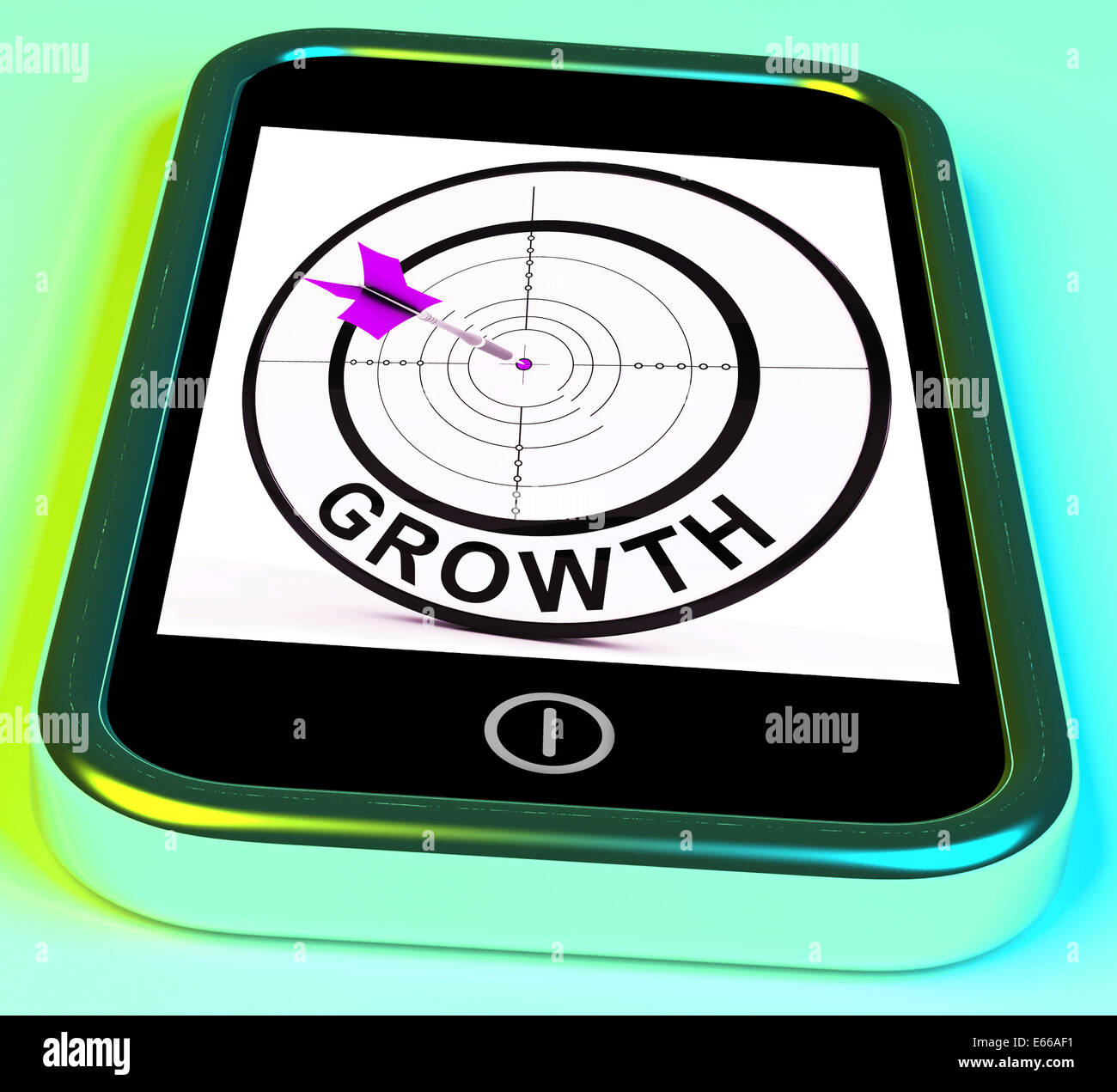 Lo smartphone di crescita che mostra di espansione e di avanzamento attraverso Internet Foto Stock