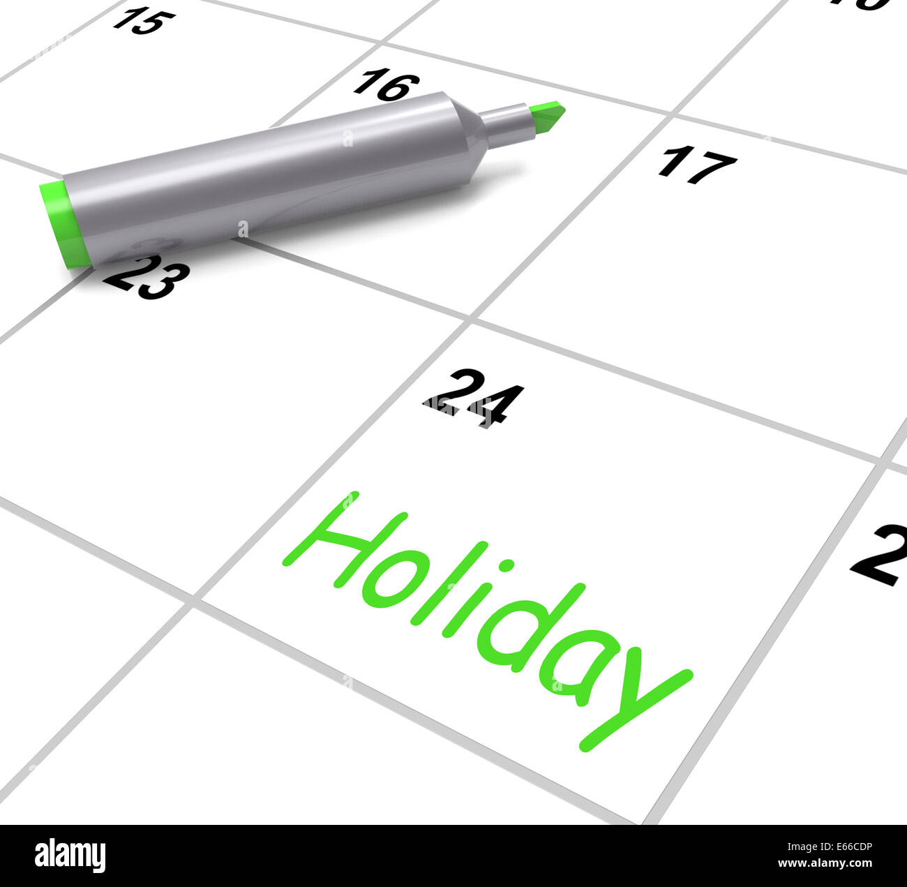 Calendario vacanze mostra Giorno di riposo e di pausa dal lavoro Foto Stock
