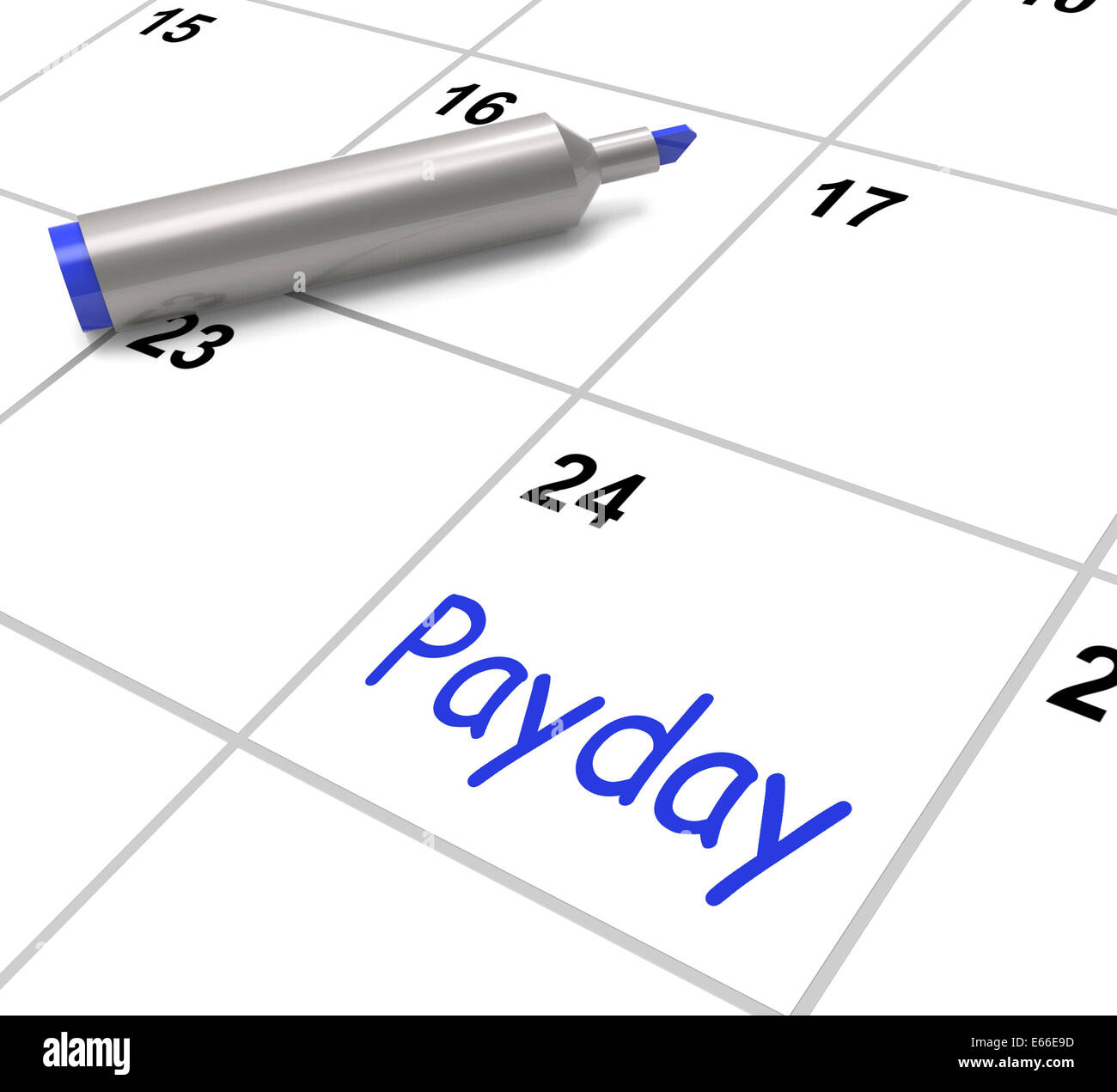 Payday calendario che mostra lo stipendio o salario per l'occupazione Foto Stock
