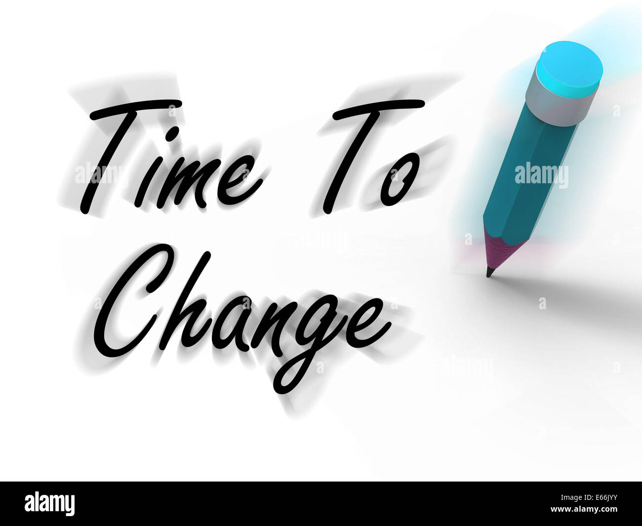 Il tempo per cambiare con la matita Visualizzazione piano scritto per la revisione Foto Stock